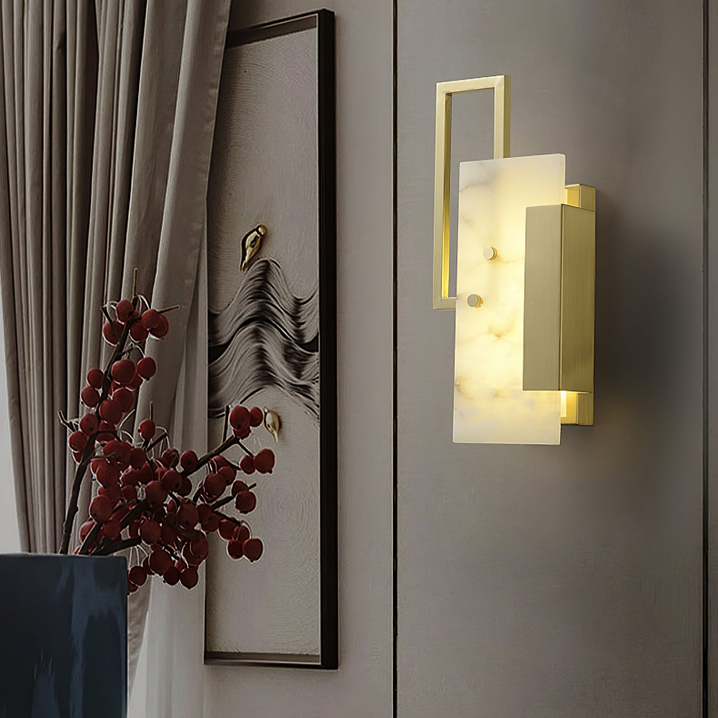 Alabaster Wall Sconce with Modern Craftsmanship