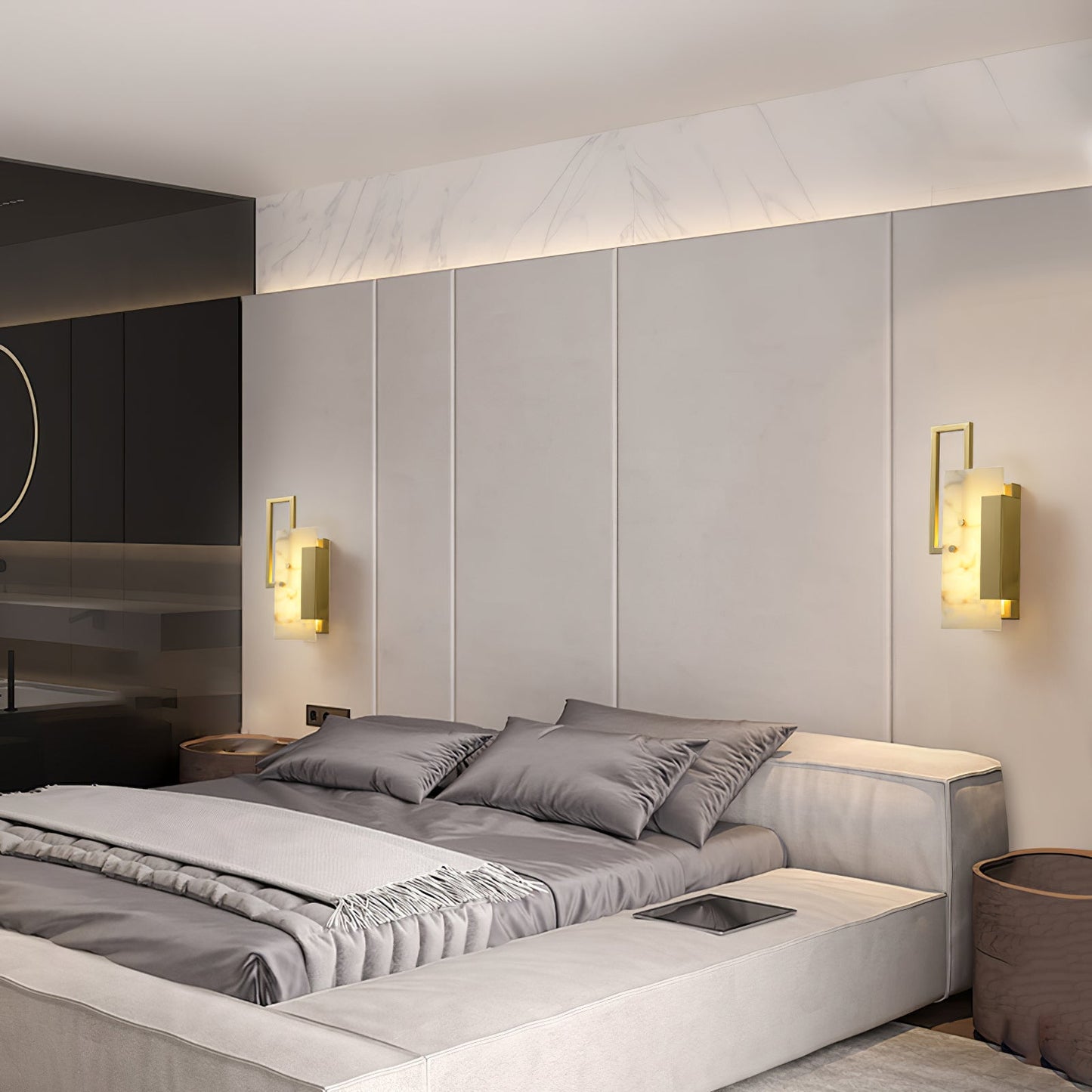 Alabaster Wall Sconce with Modern Craftsmanship