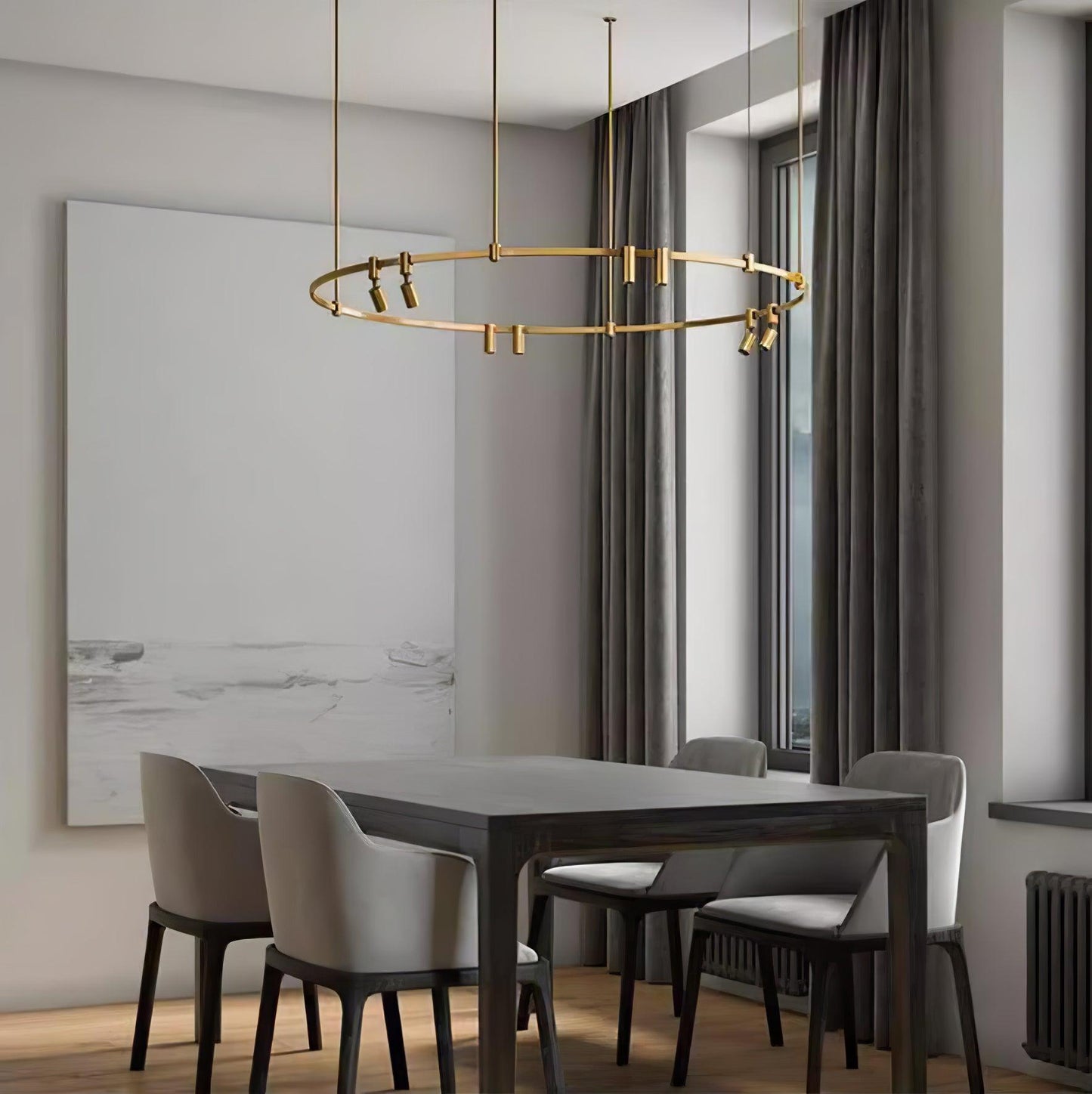 Auroom Round Chandelier - Elegant Brass Lighting