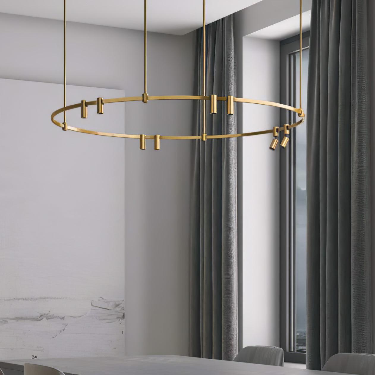 Auroom Round Chandelier - Elegant Brass Lighting