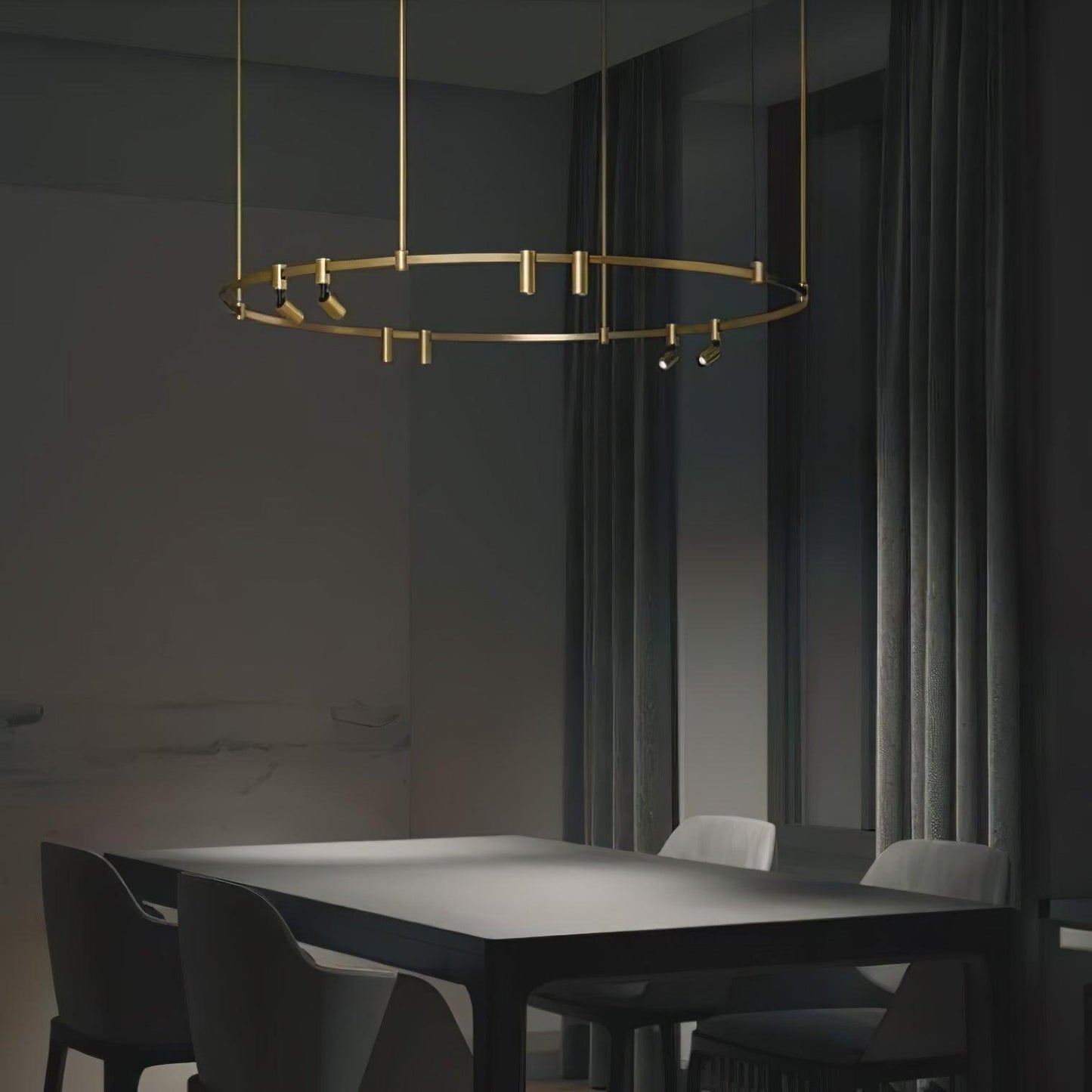 Auroom Round Chandelier - Elegant Brass Lighting