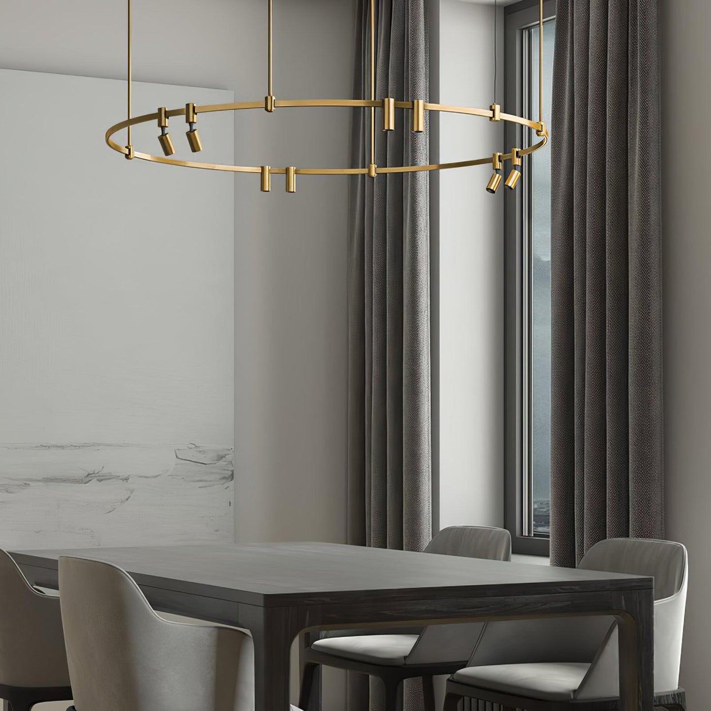 Auroom Round Chandelier - Elegant Brass Lighting