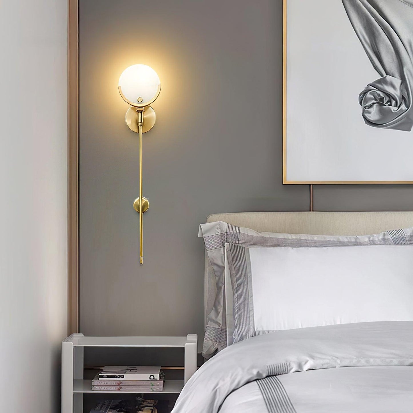 Ava Brass Wall Lamp with Alabaster Shade