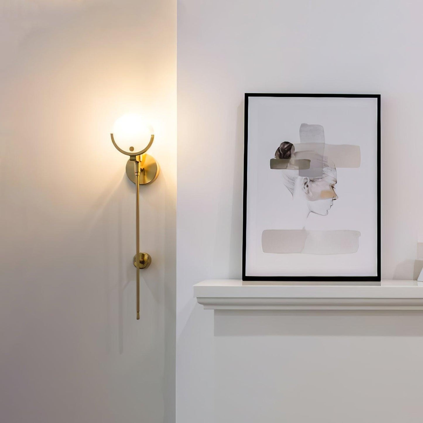 Ava Brass Wall Lamp with Alabaster Shade