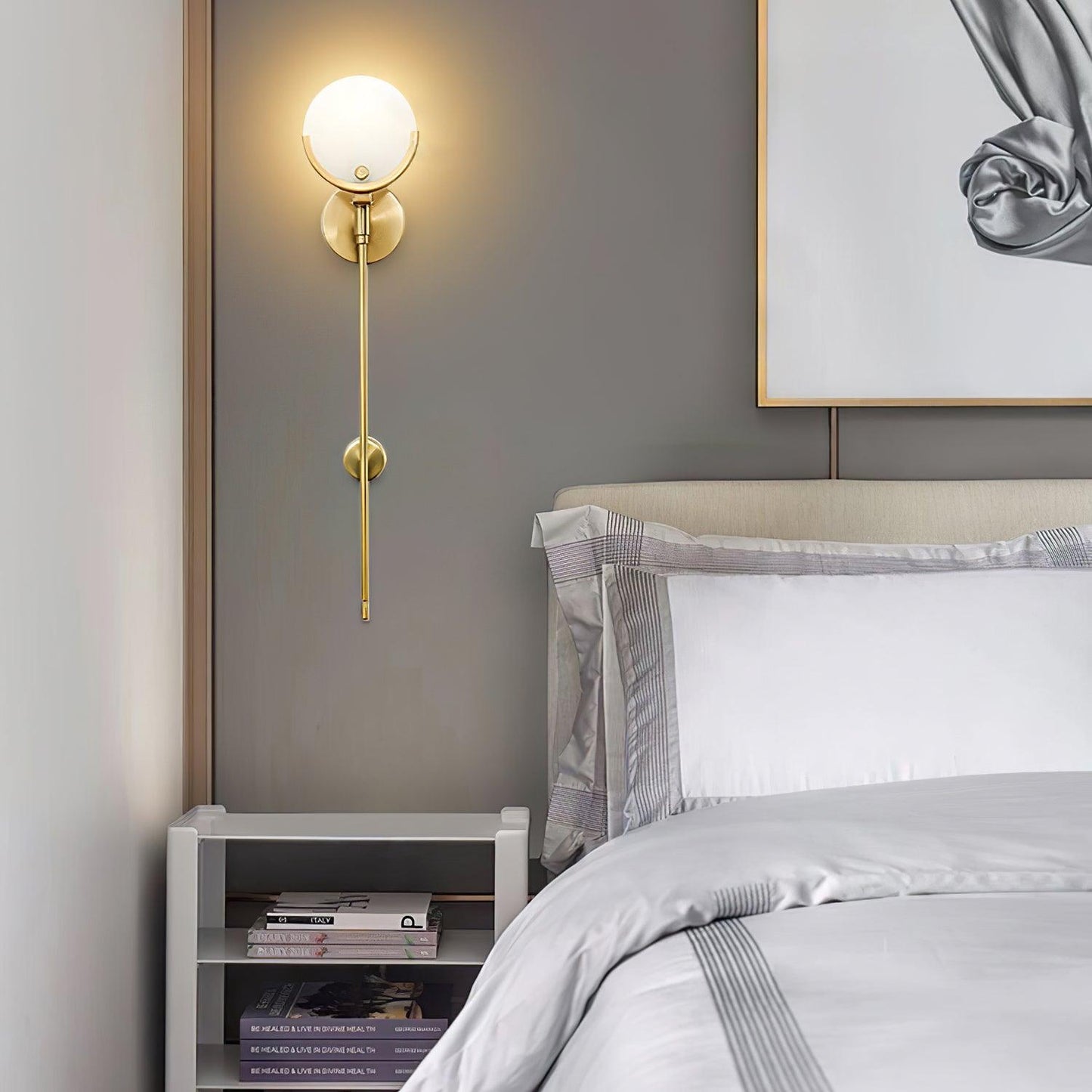 Ava Brass Wall Lamp with Alabaster Shade