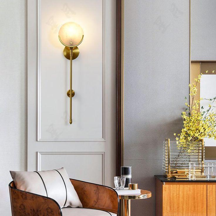 Ava Brass Wall Lamp with Alabaster Shade