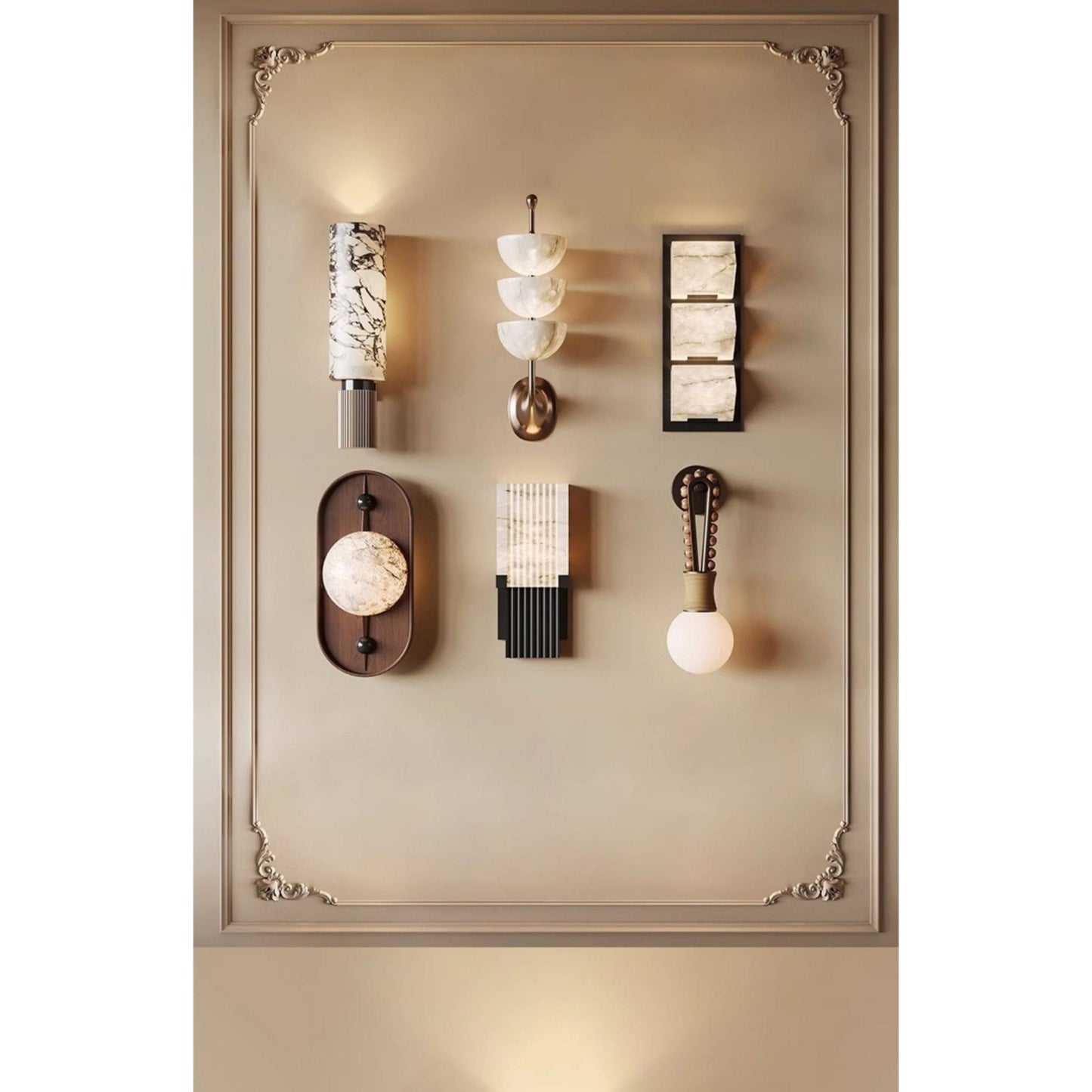 Bezel Wall Lamp with Alabaster Design