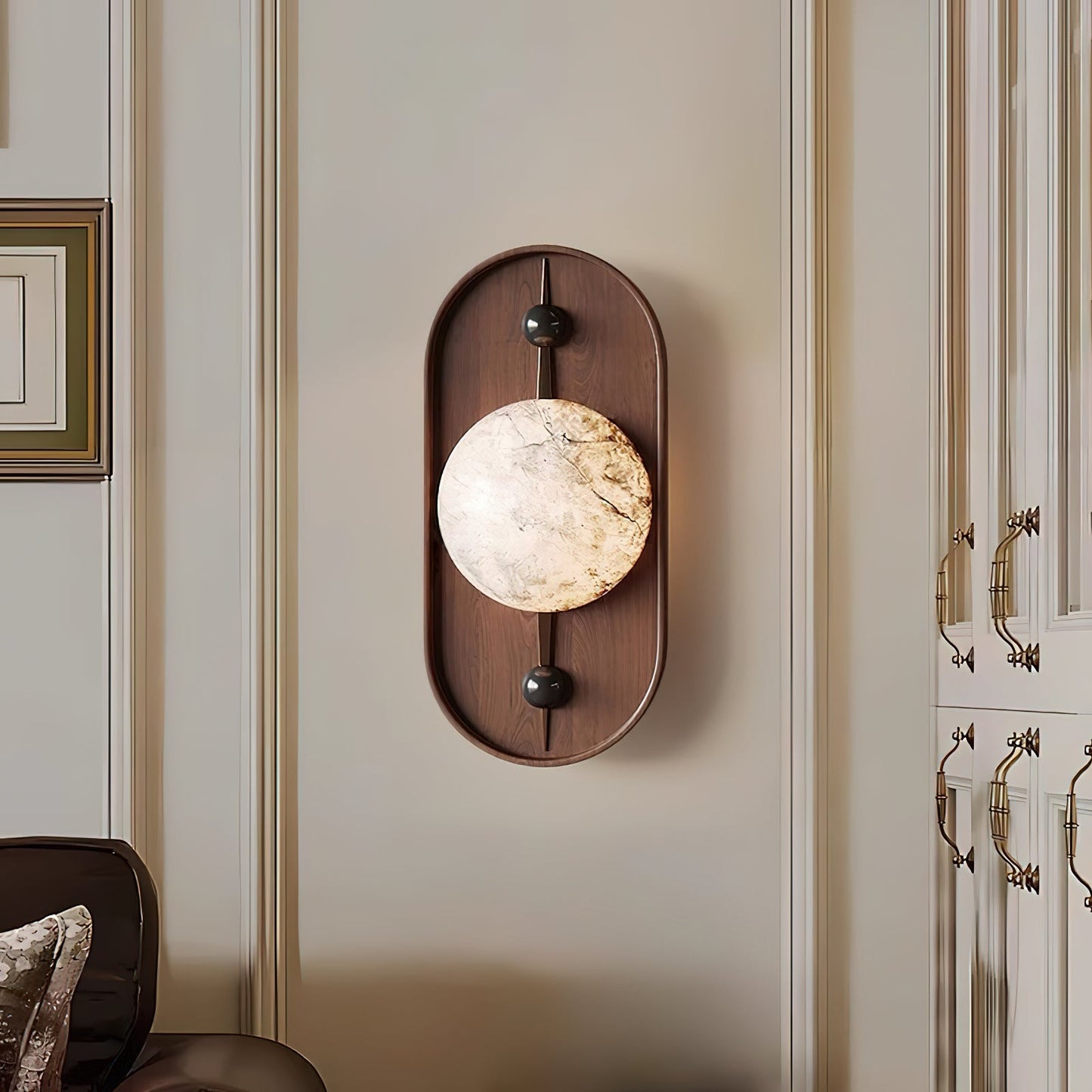 Bezel Wall Lamp with Alabaster Design