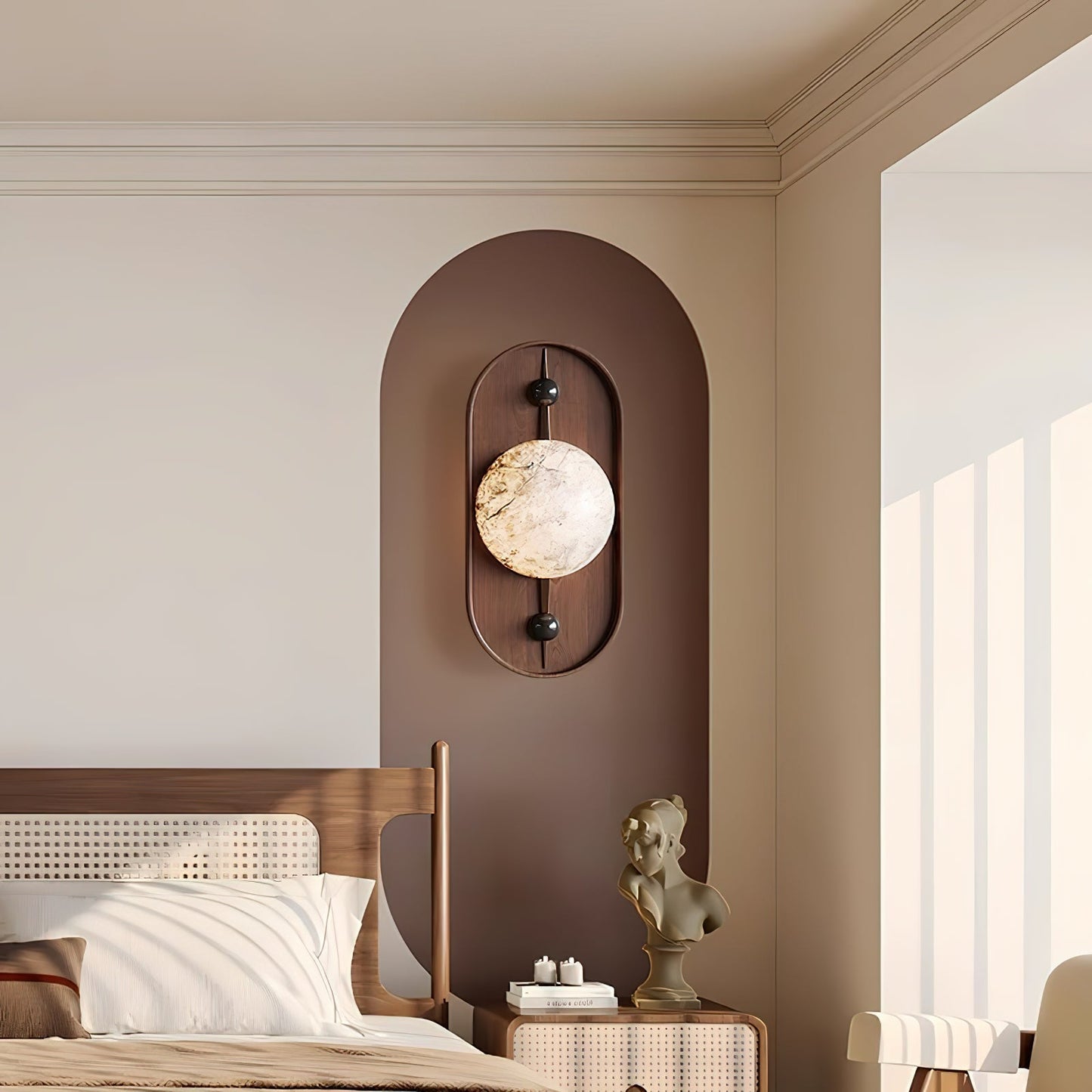 Bezel Wall Lamp with Alabaster Design