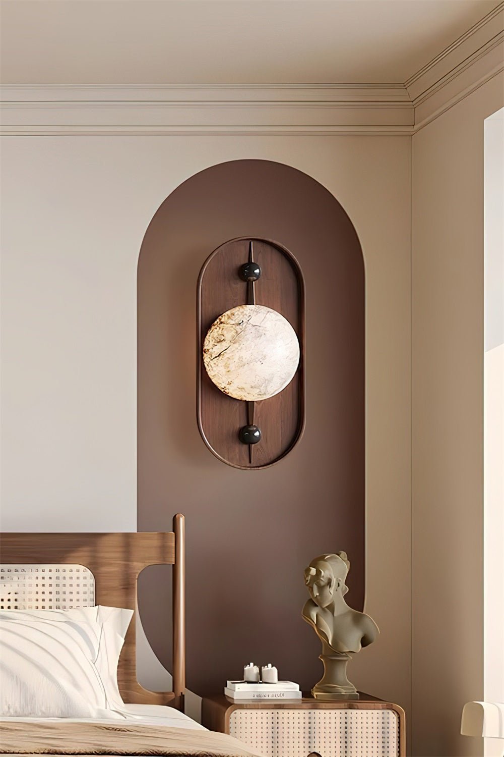 Bezel Wall Lamp with Alabaster Design