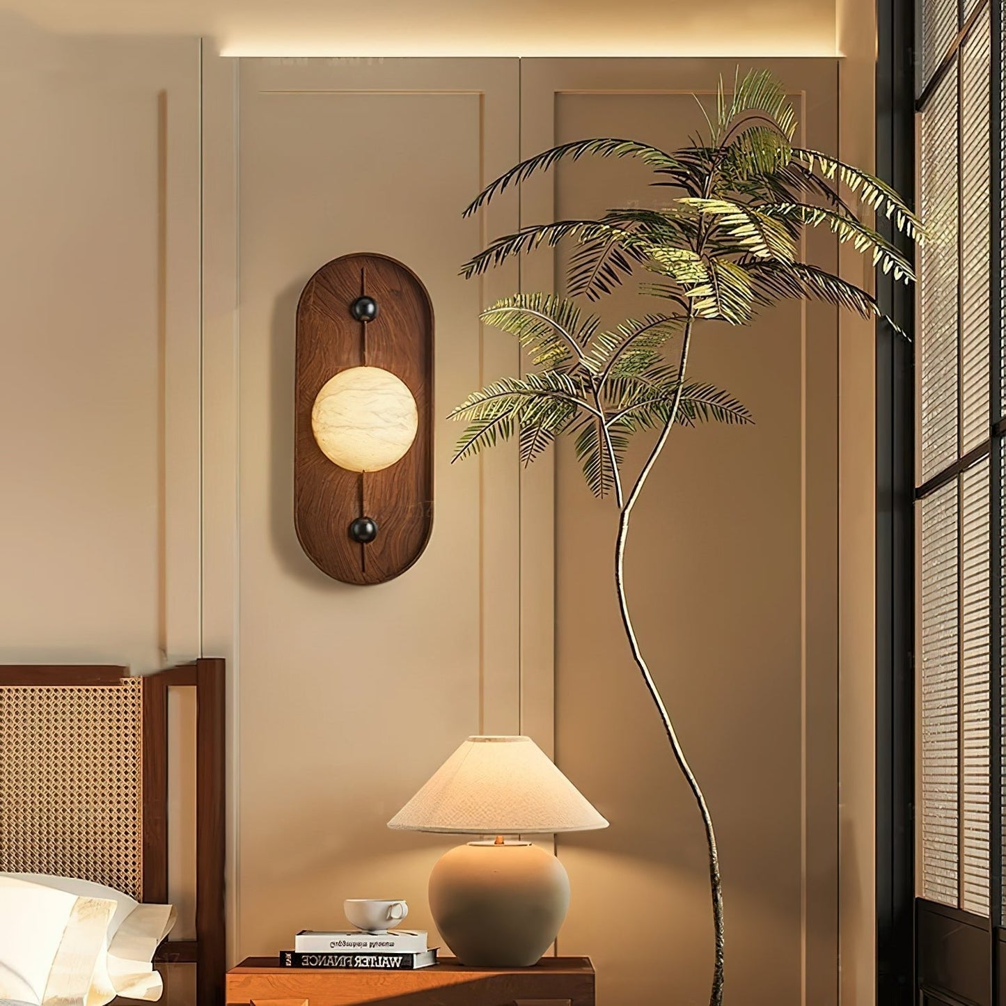 Bezel Wall Lamp with Alabaster Design