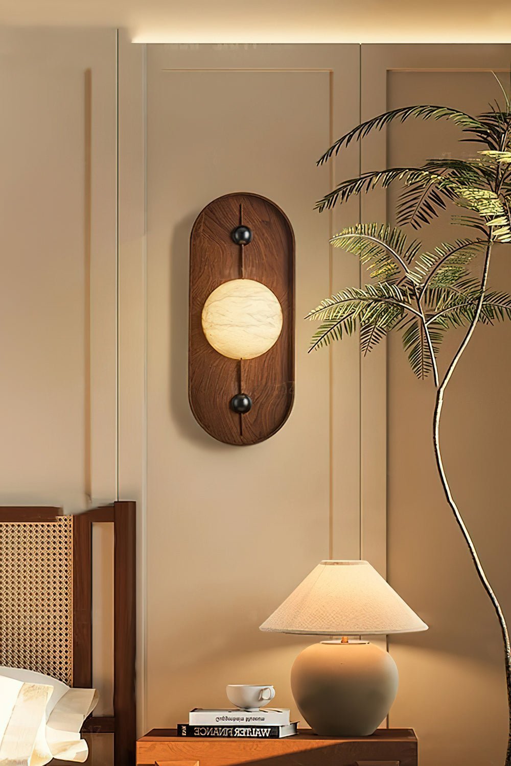Bezel Wall Lamp with Alabaster Design