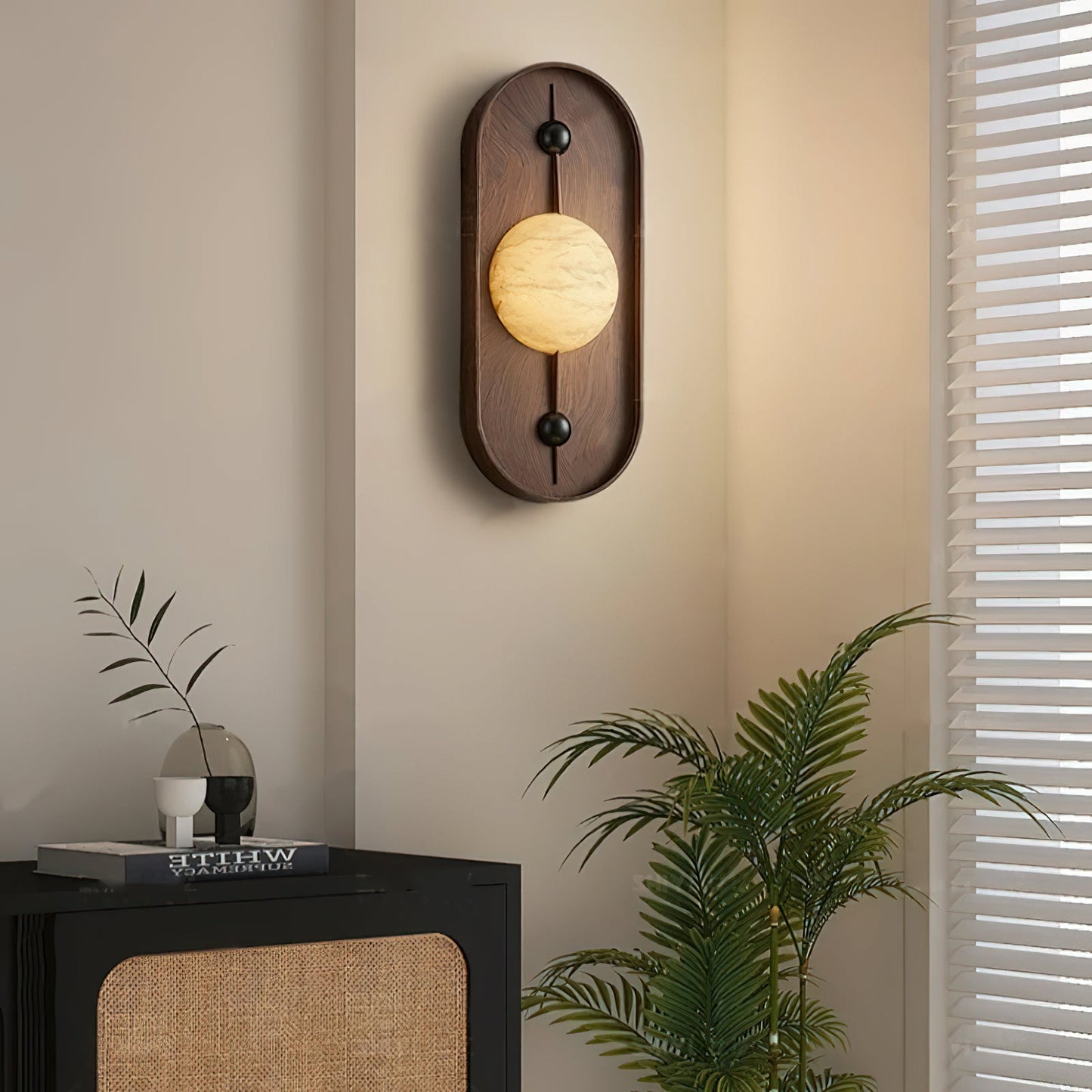 Bezel Wall Lamp with Alabaster Design