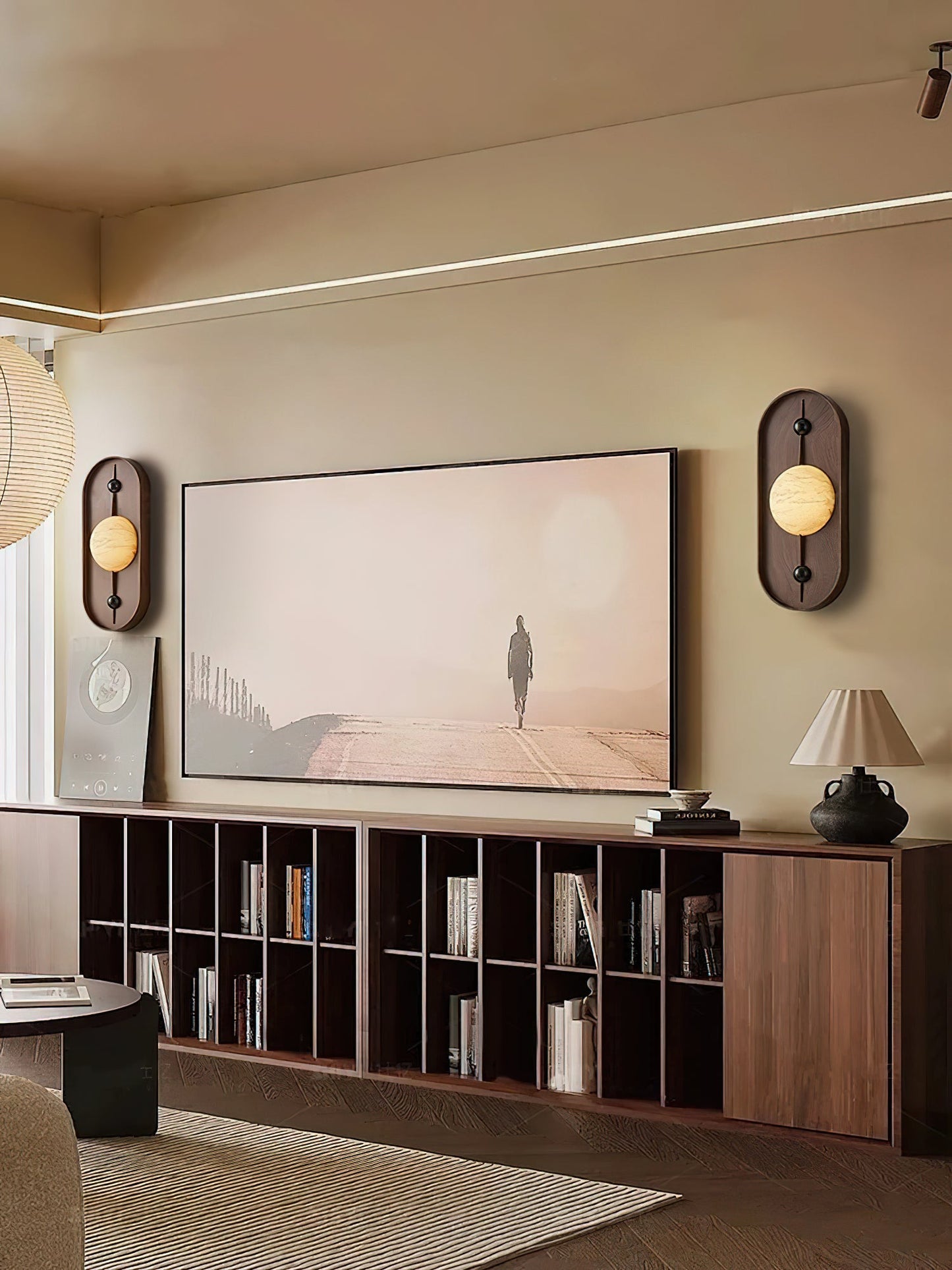 Bezel Wall Lamp with Alabaster Design