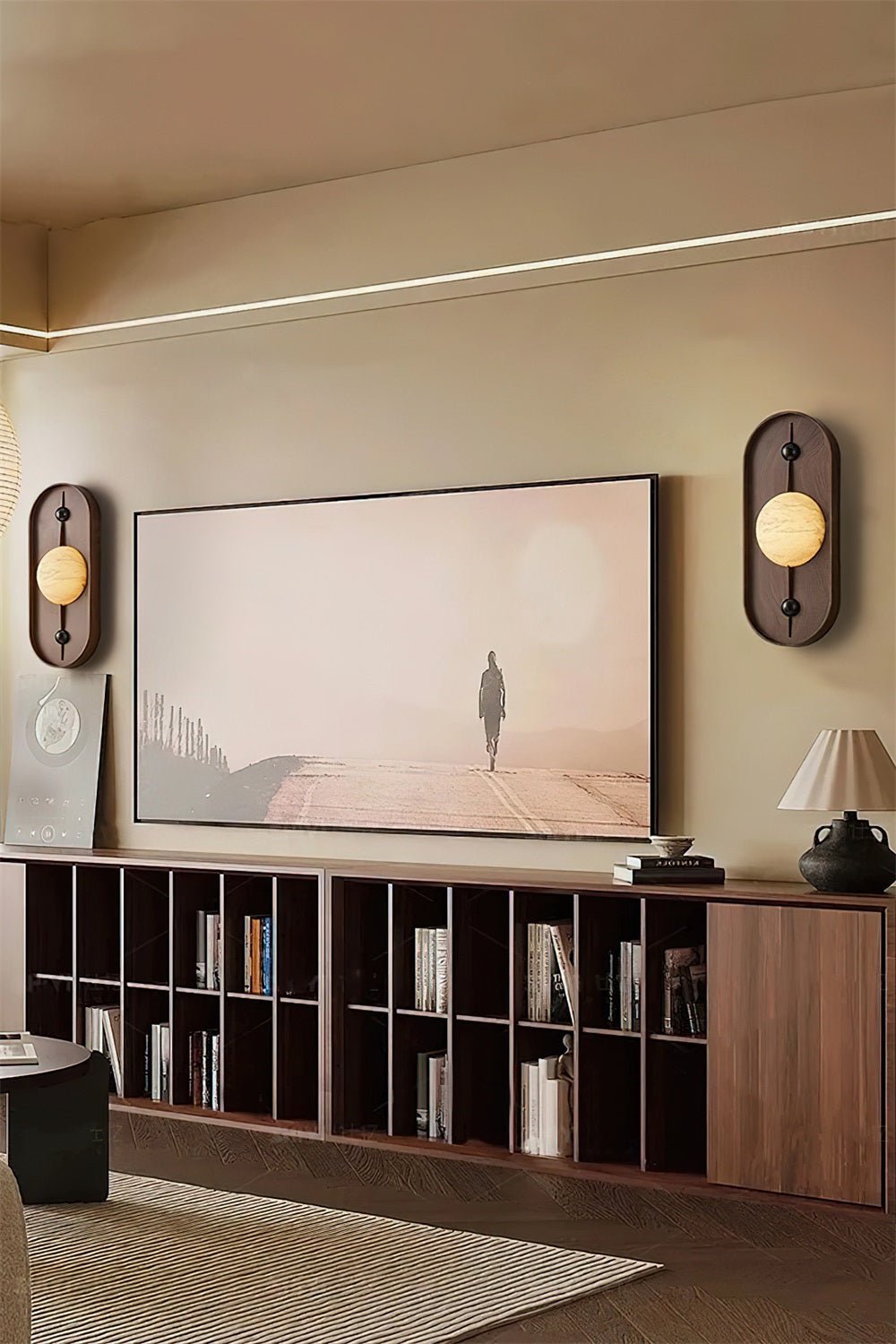 Bezel Wall Lamp with Alabaster Design