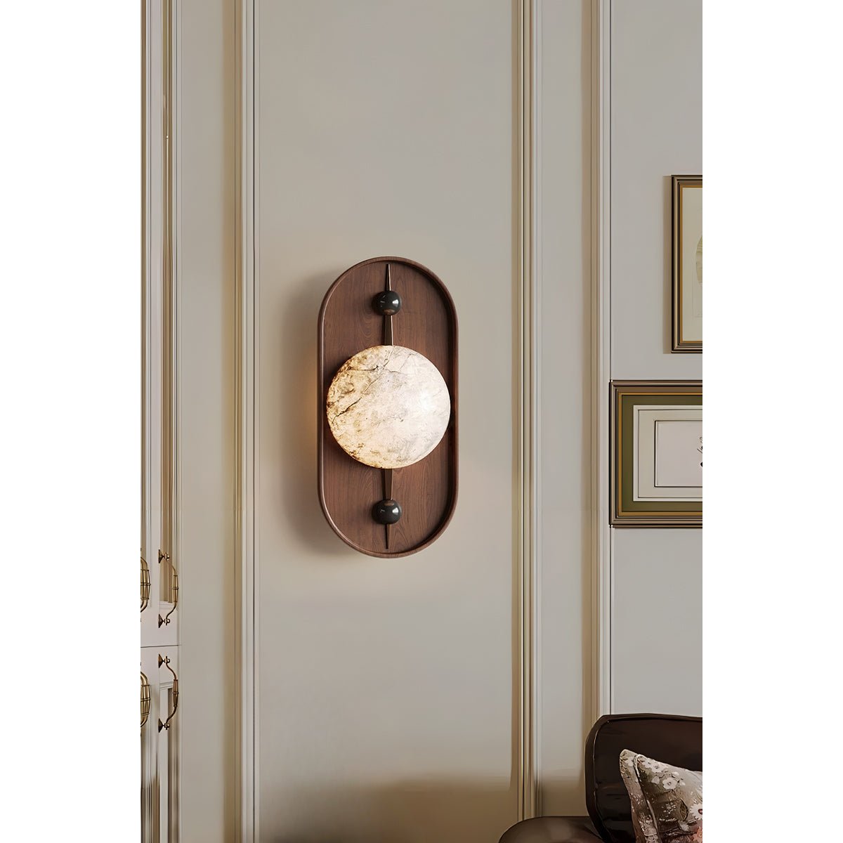 Bezel Wall Lamp with Alabaster Design