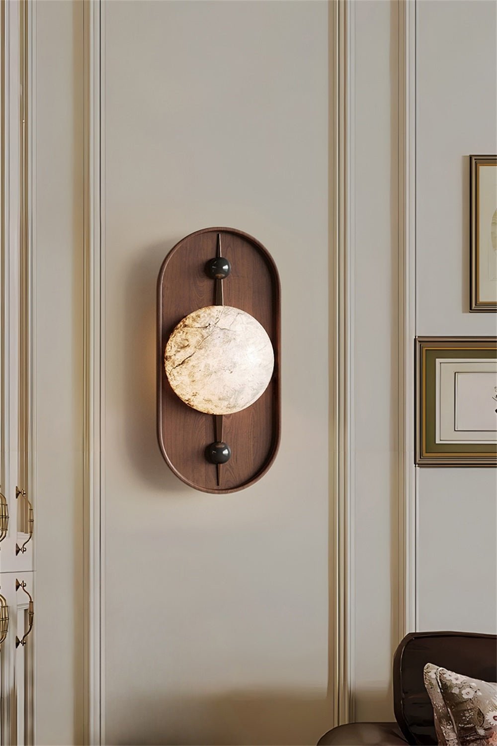 Bezel Wall Lamp with Alabaster Design