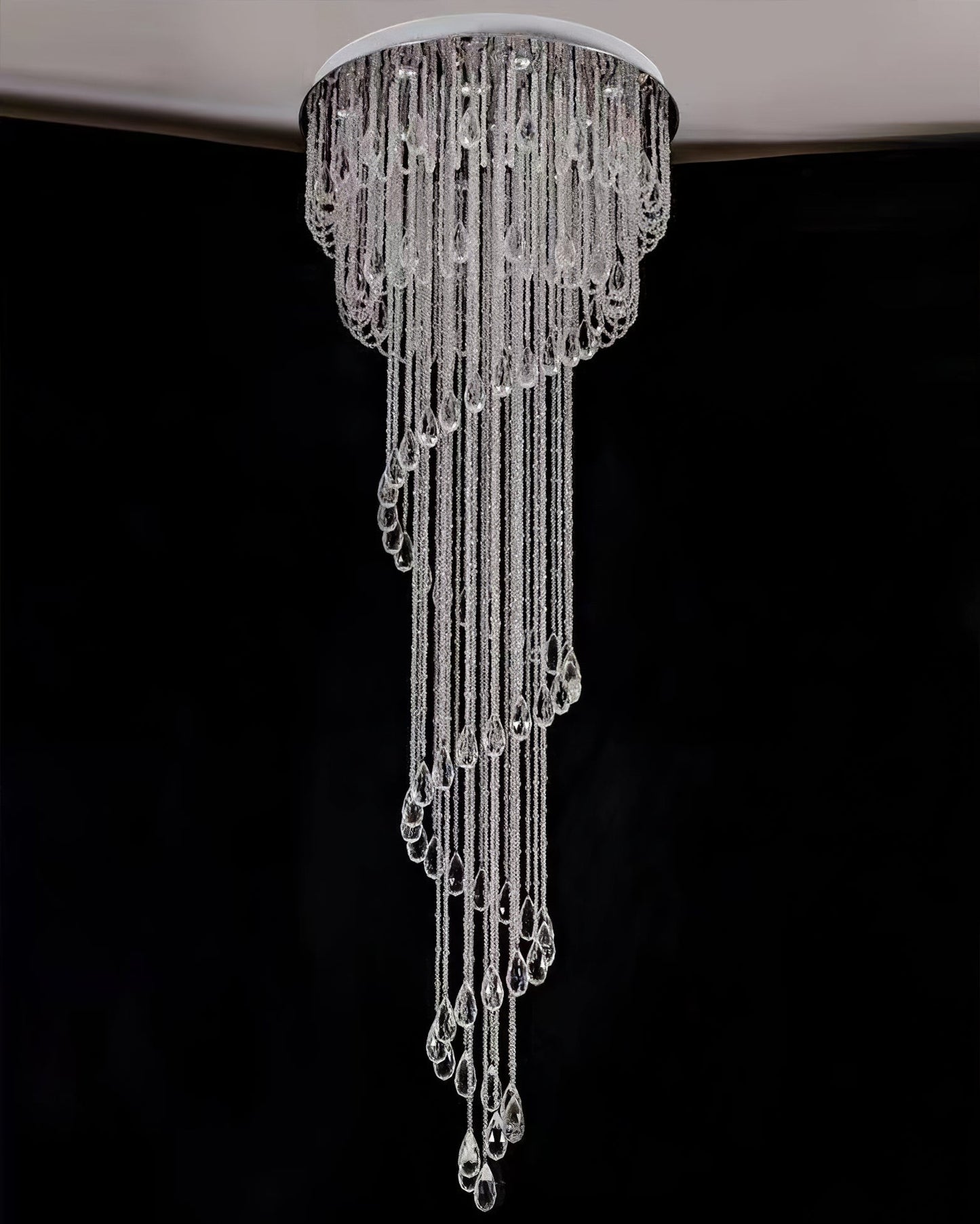Classic Spiral Chandelier with Stainless Steel and Crystal