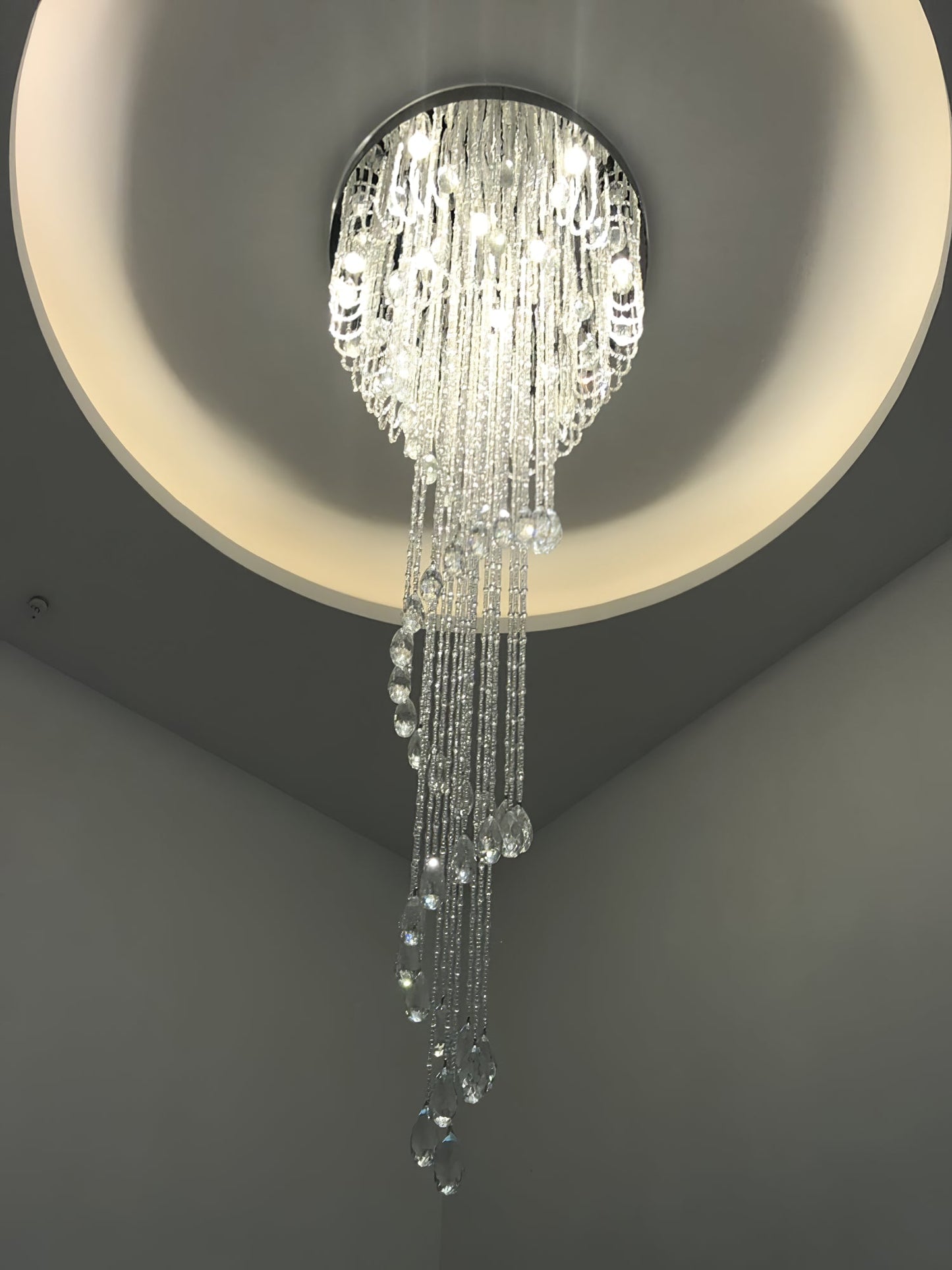 Classic Spiral Chandelier with Stainless Steel and Crystal
