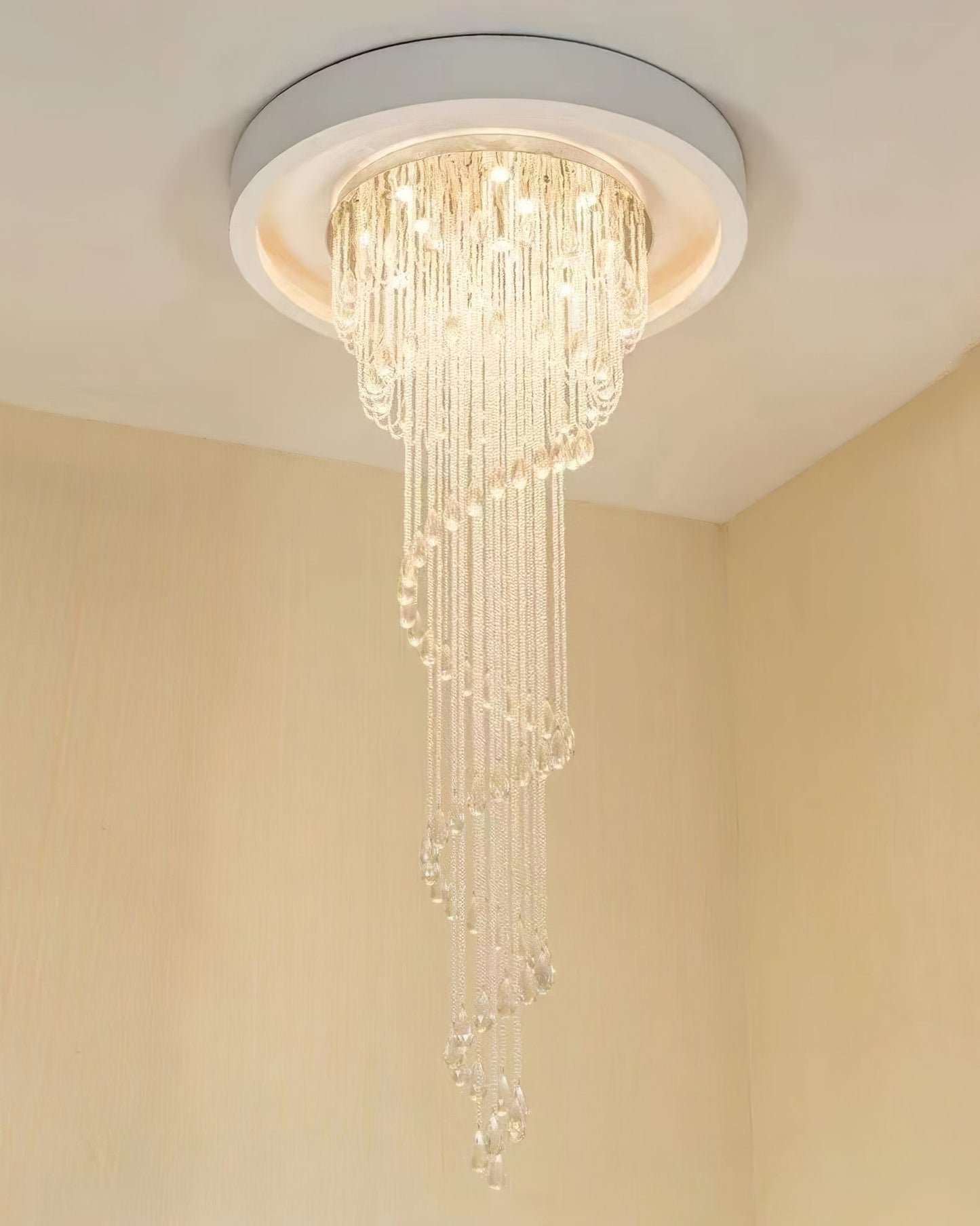 Classic Spiral Chandelier with Stainless Steel and Crystal