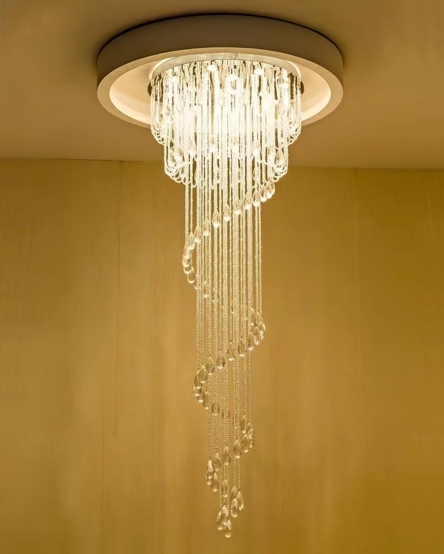 Classic Spiral Chandelier with Stainless Steel and Crystal