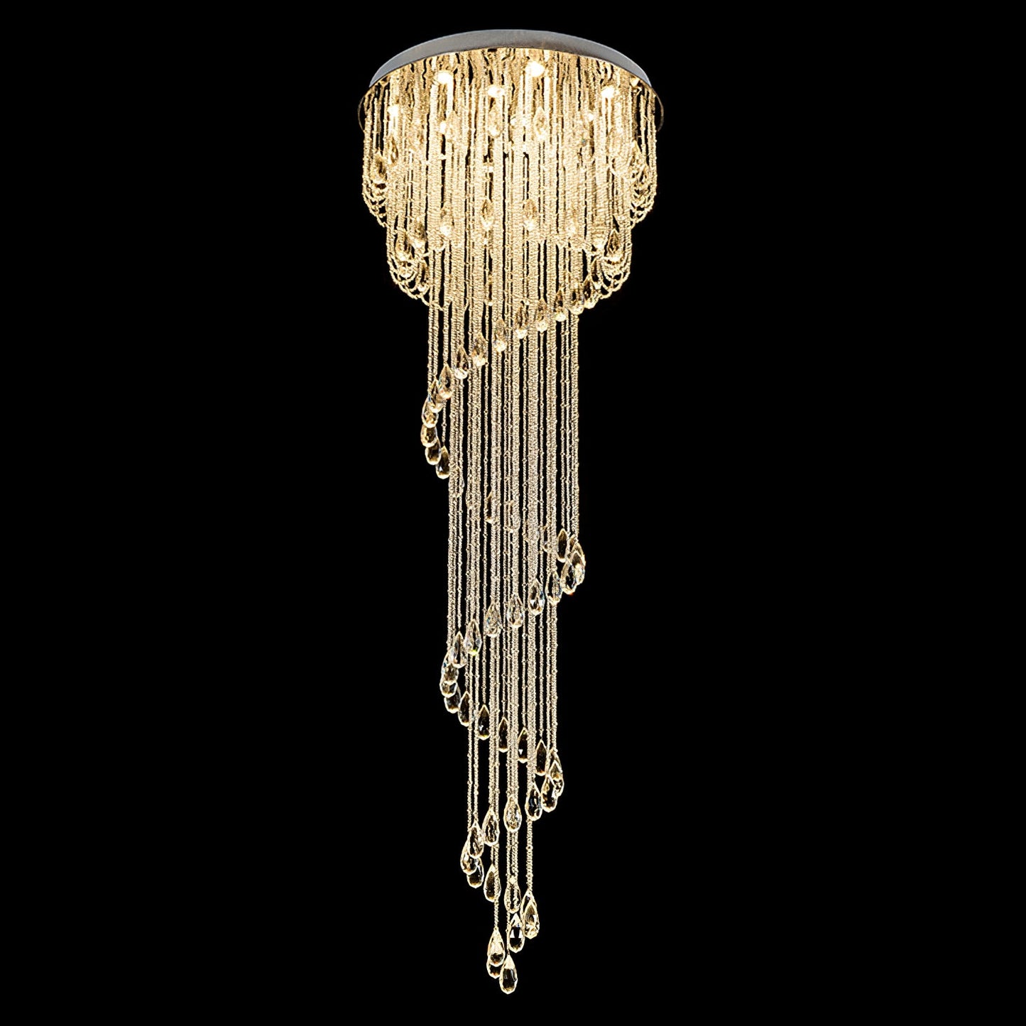 Classic Spiral Chandelier with Stainless Steel and Crystal