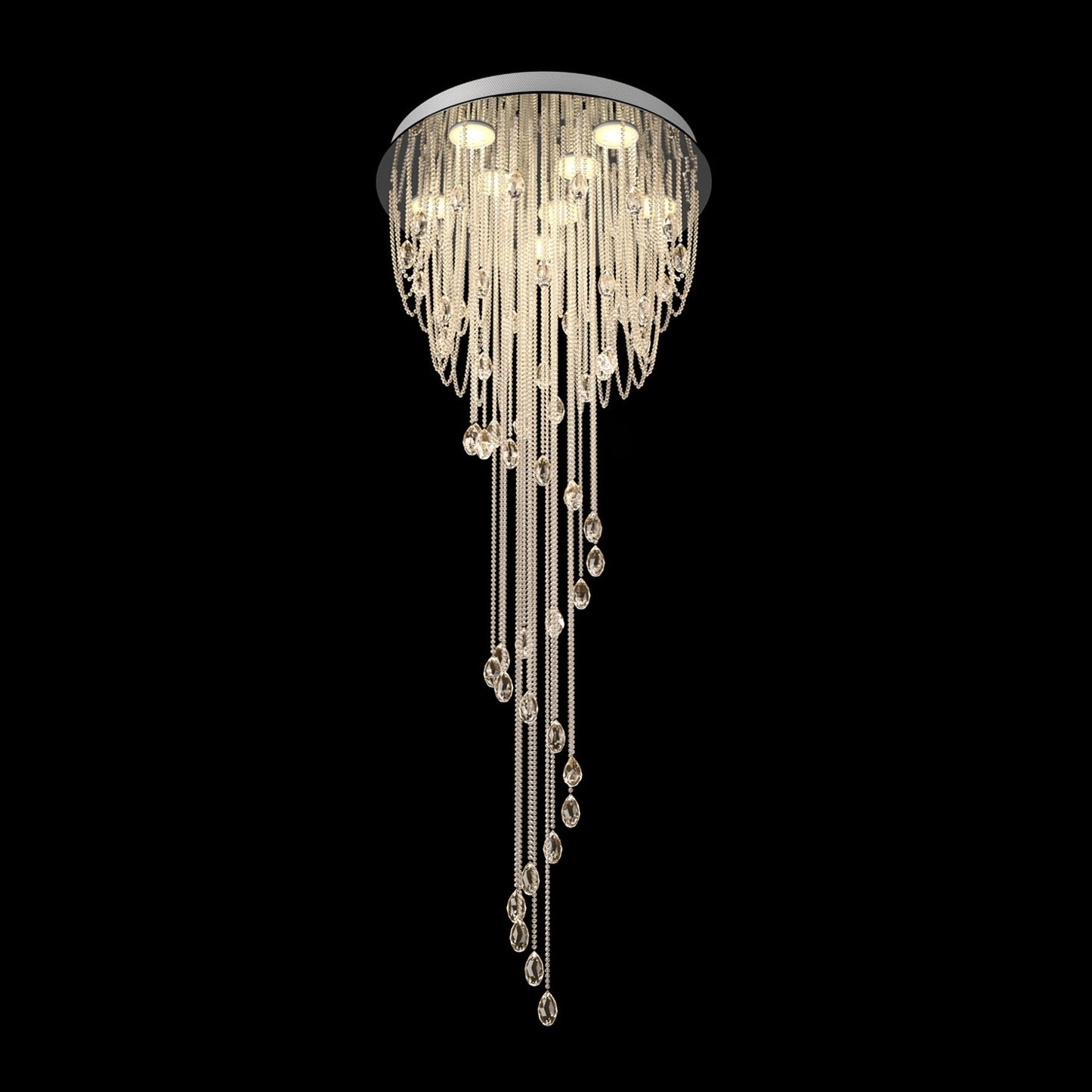 Classic Spiral Chandelier with Stainless Steel and Crystal