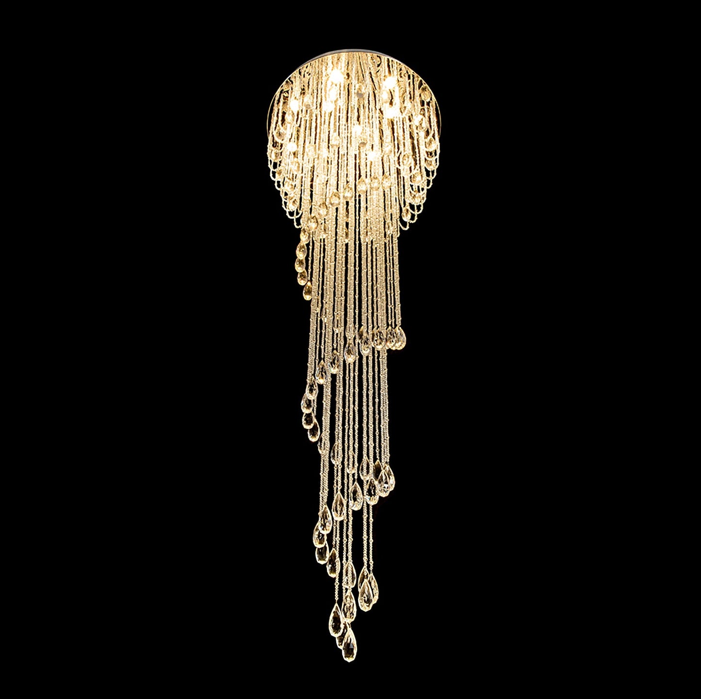 Classic Spiral Chandelier with Stainless Steel and Crystal