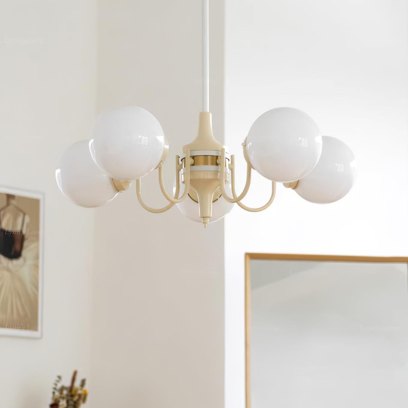 Cream Glass Ball Chandelier, Modern Elegance for Home