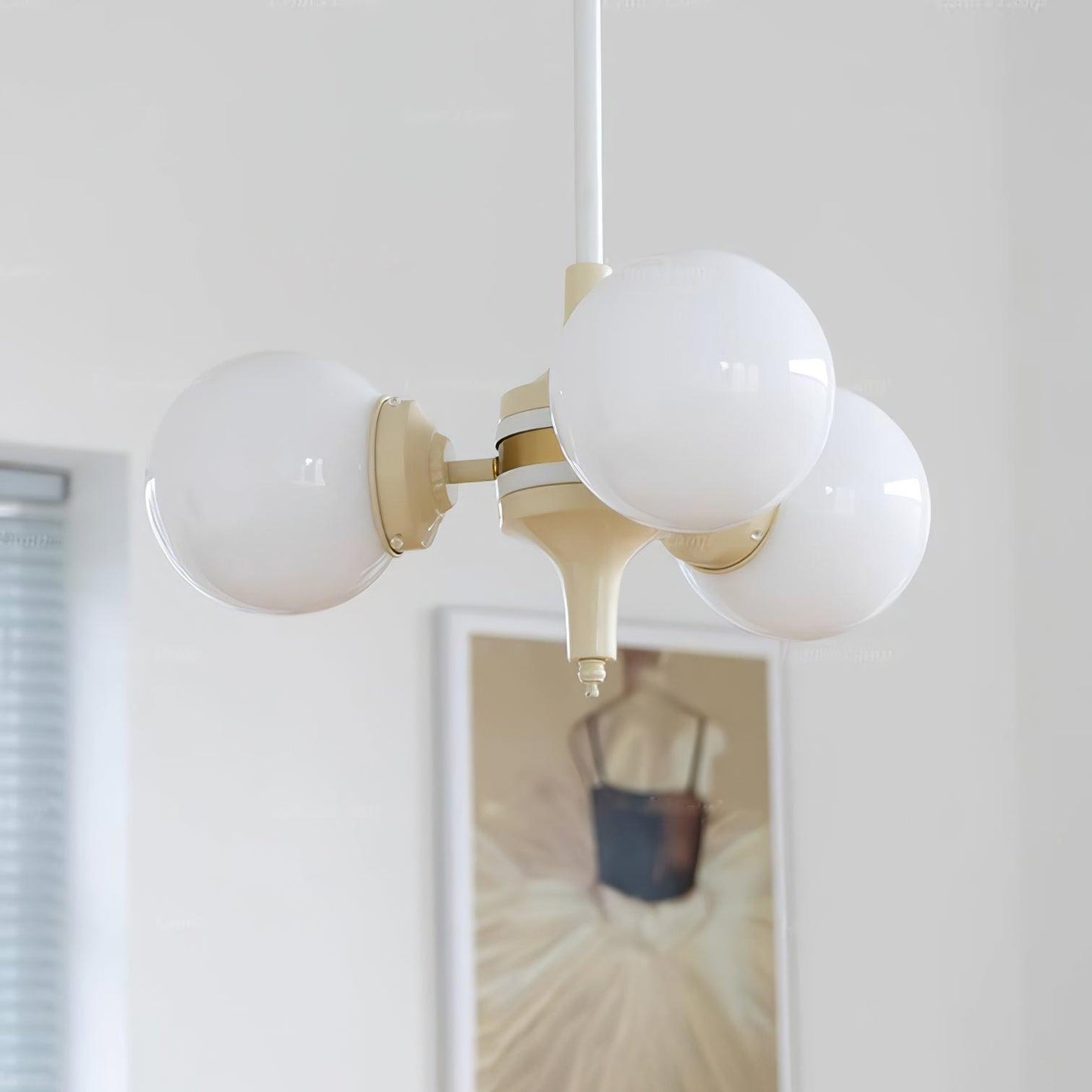 Cream Glass Ball Chandelier, Modern Elegance for Home