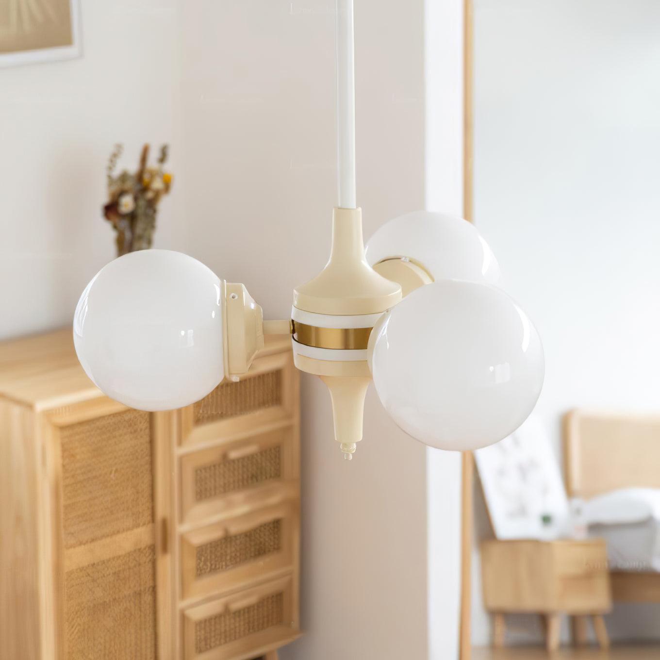Cream Glass Ball Chandelier, Modern Elegance for Home