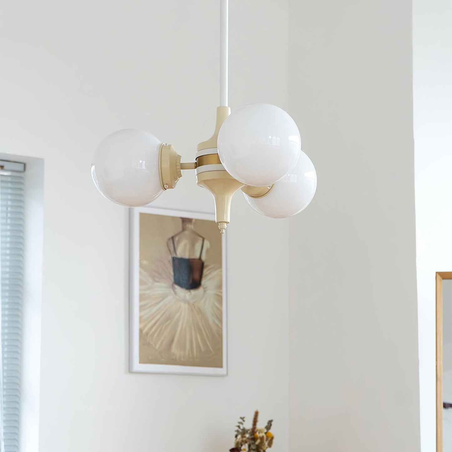 Cream Glass Ball Chandelier, Modern Elegance for Home