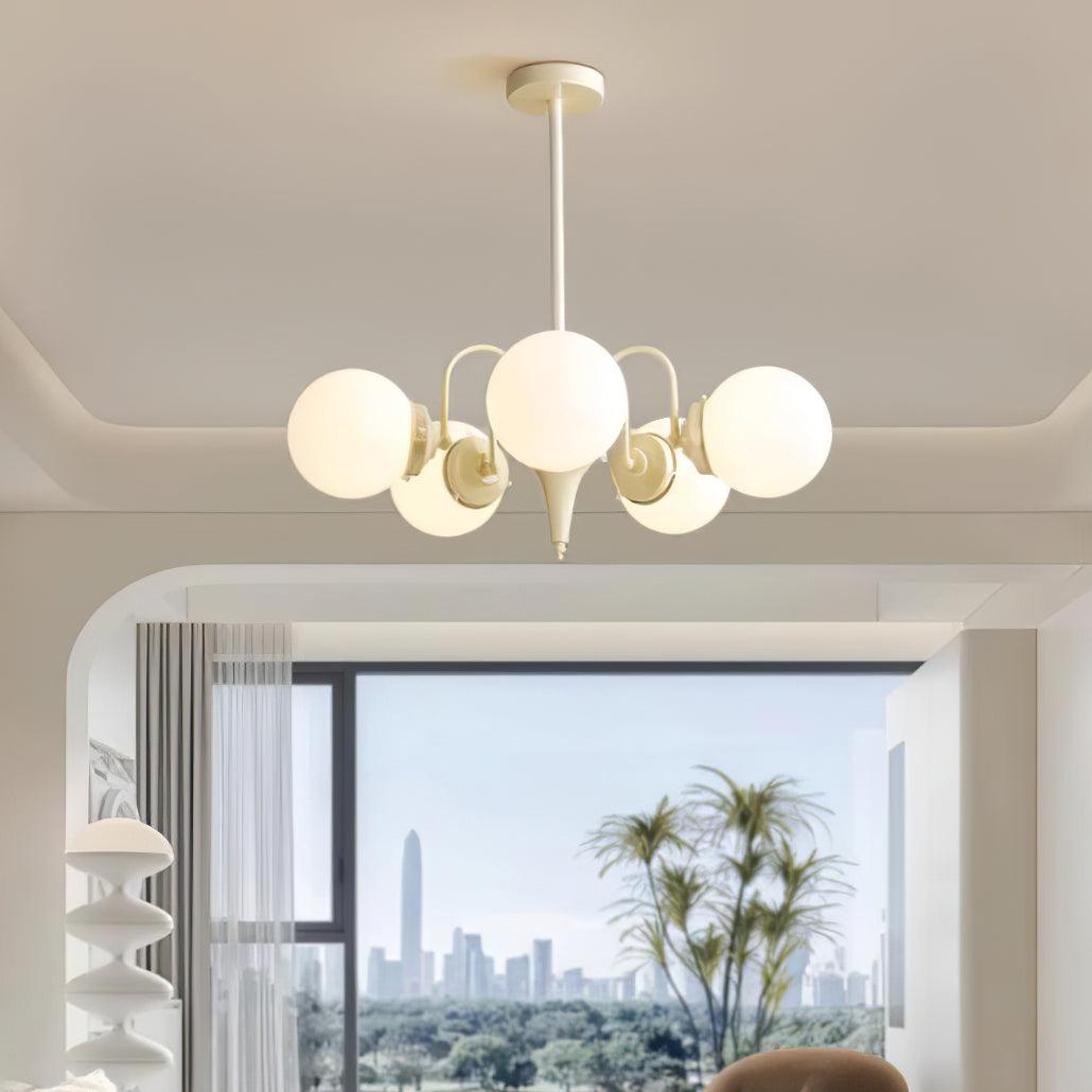 Cream Glass Ball Chandelier, Modern Elegance for Home