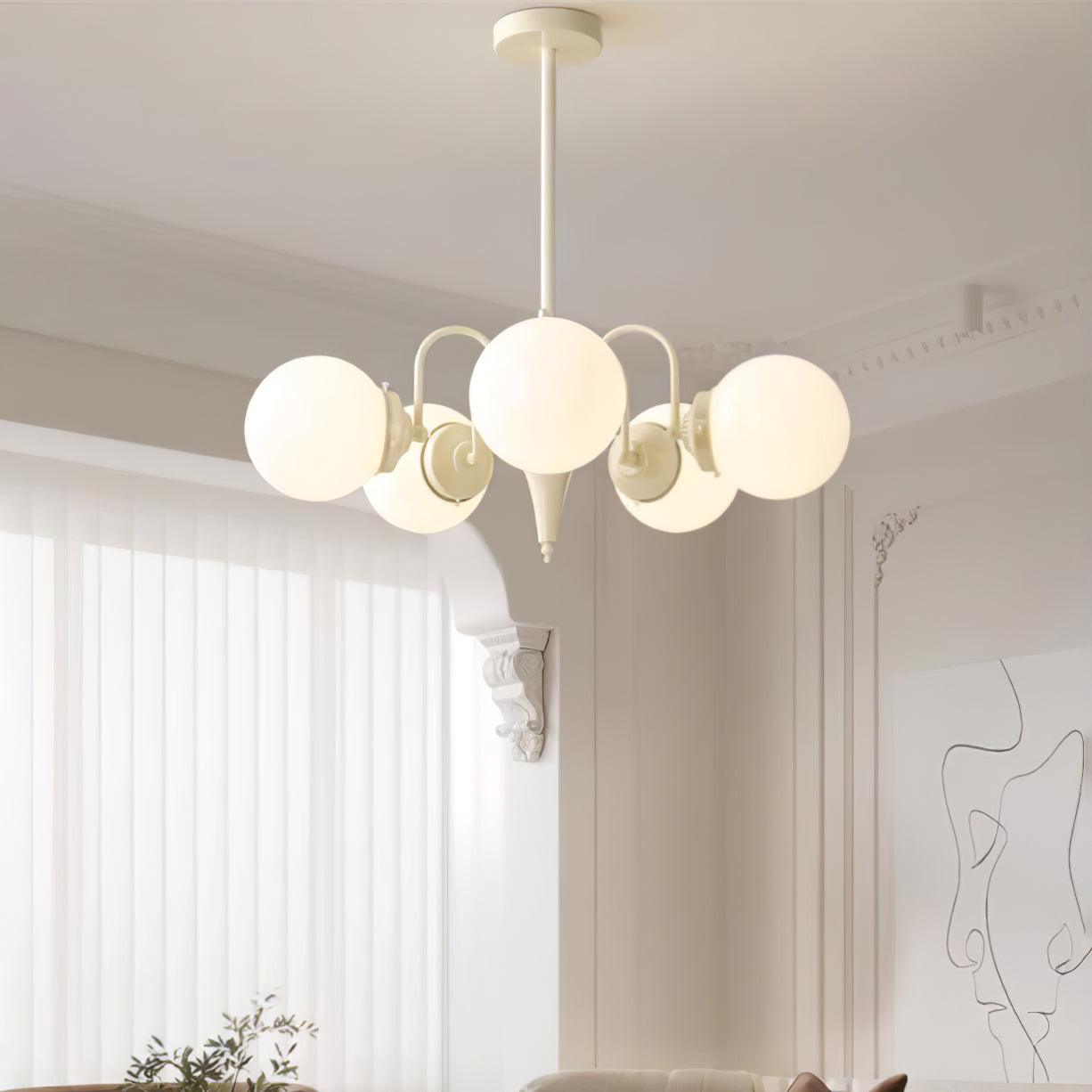 Cream Glass Ball Chandelier, Modern Elegance for Home