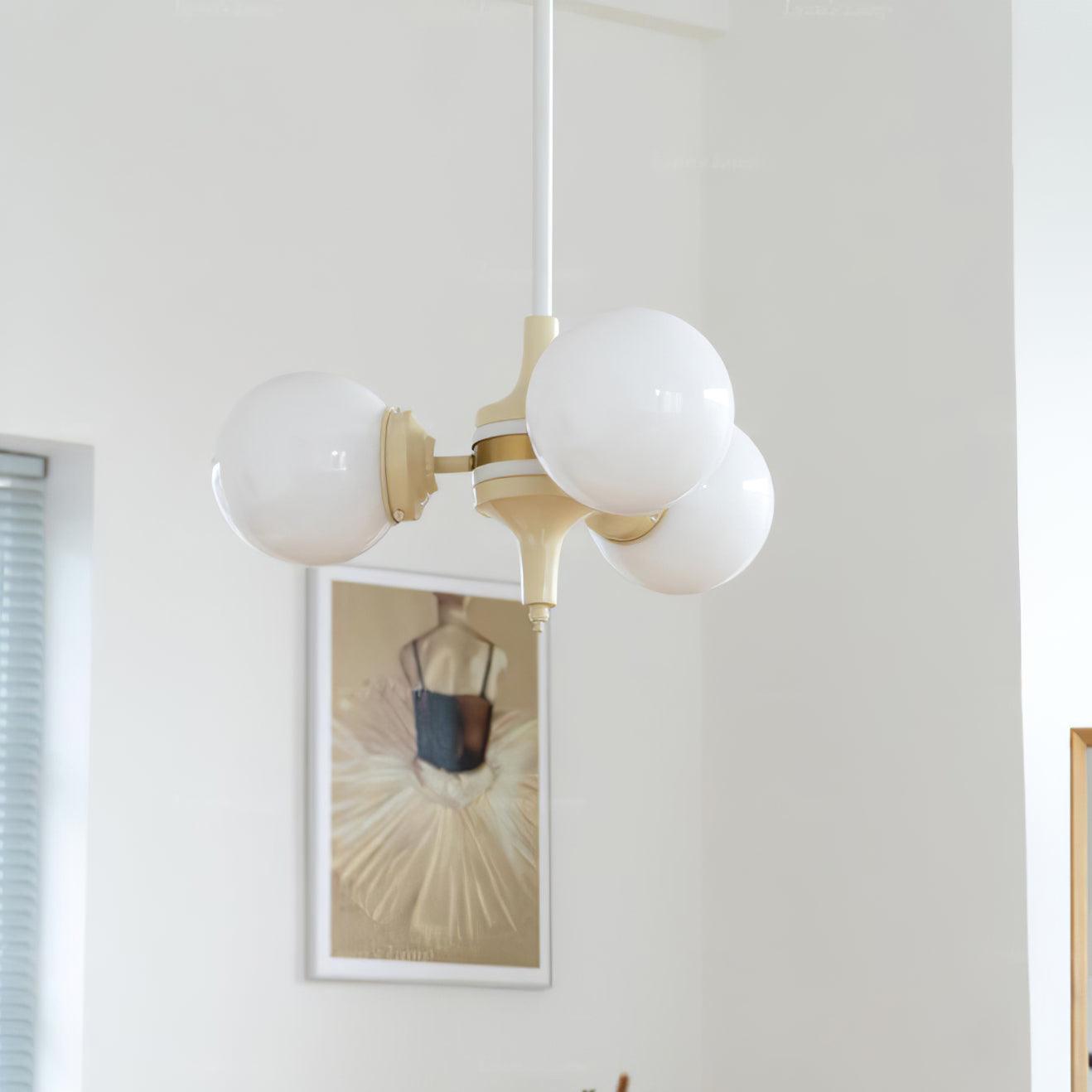 Cream Glass Ball Chandelier, Modern Elegance for Home