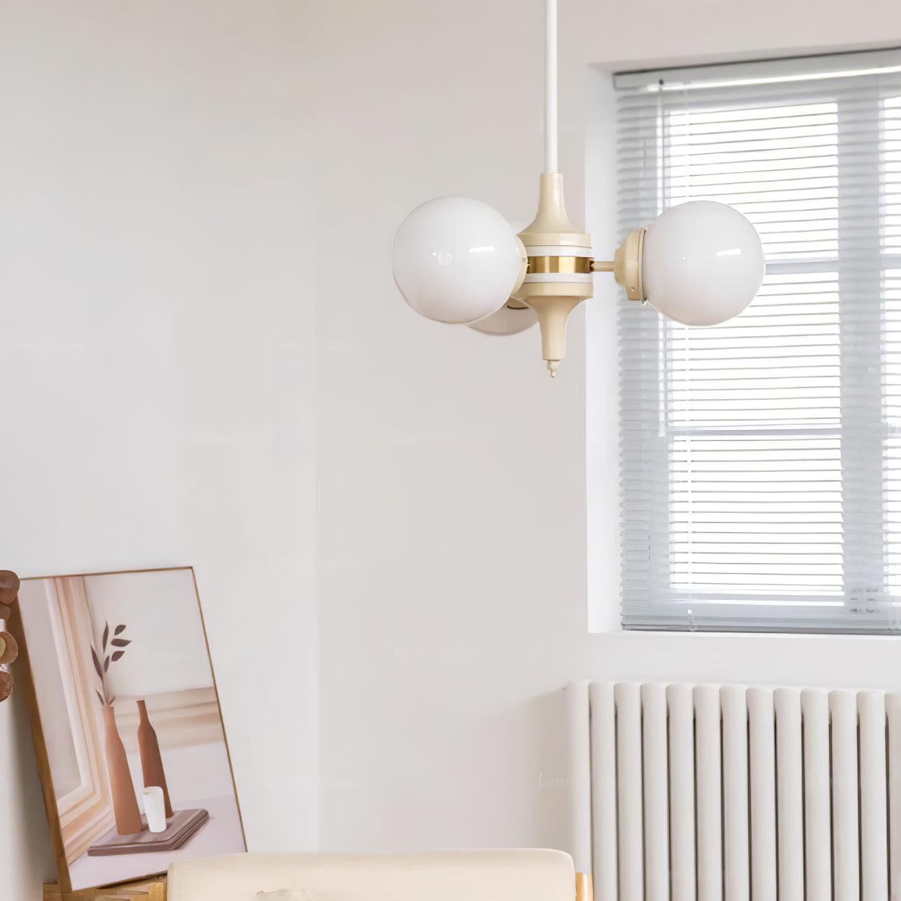 Cream Glass Ball Chandelier, Modern Elegance for Home