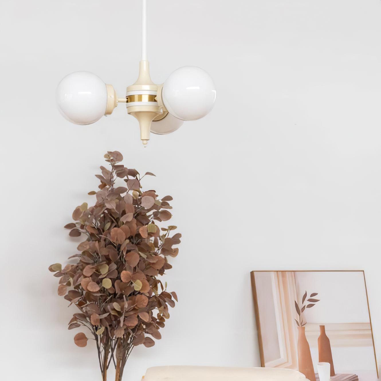Cream Glass Ball Chandelier, Modern Elegance for Home