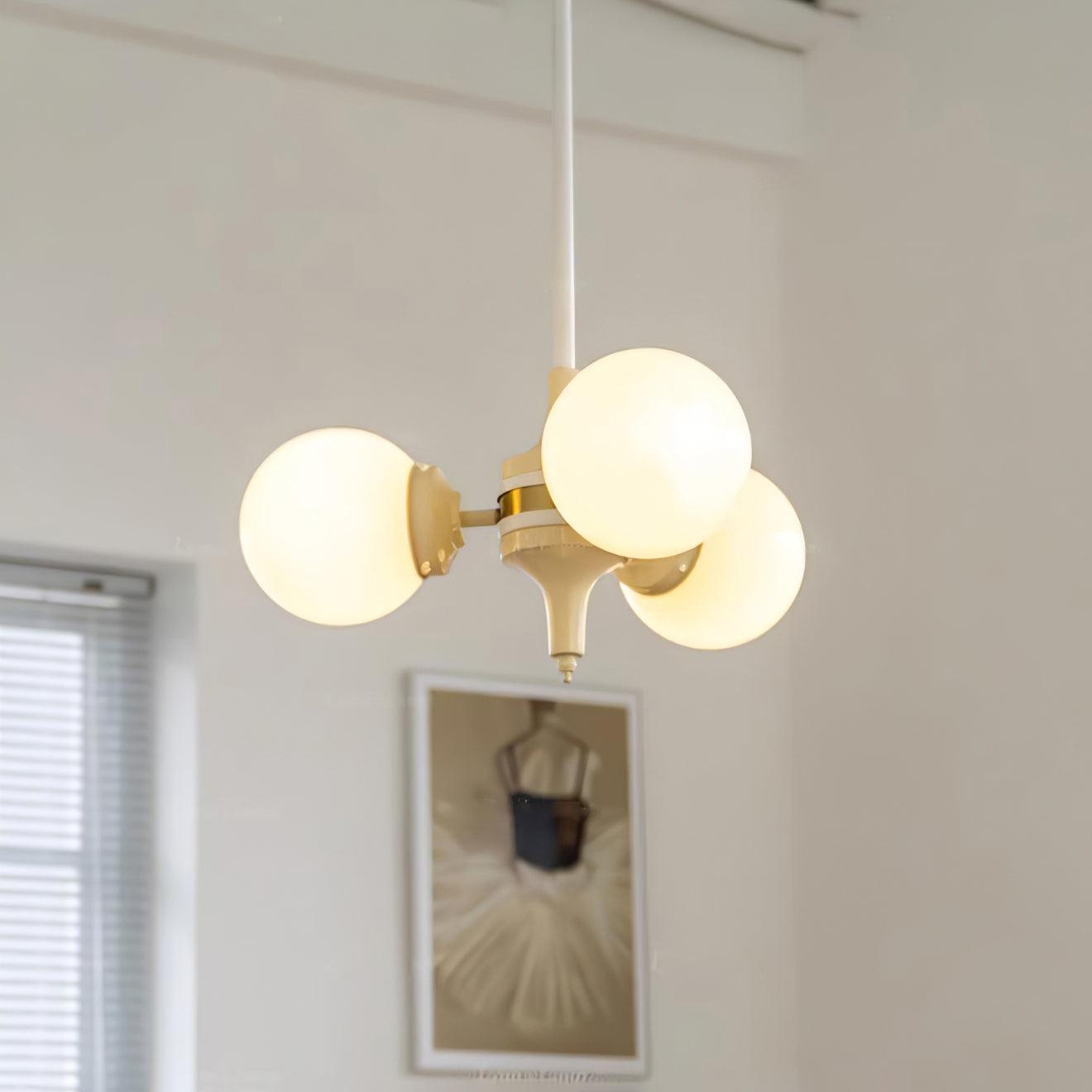Cream Glass Ball Chandelier, Modern Elegance for Home