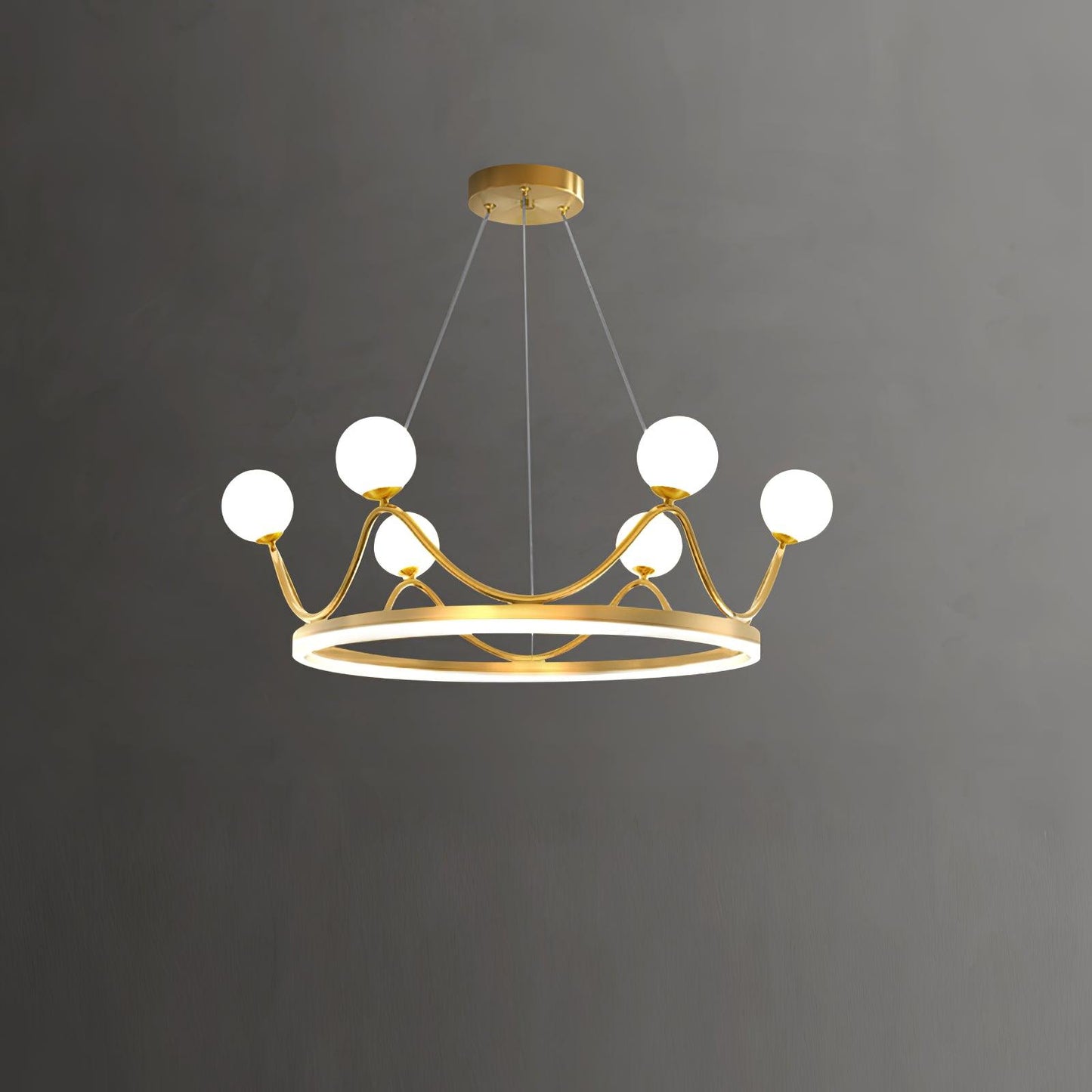 Crown Brass Chandelier with LED Bulb