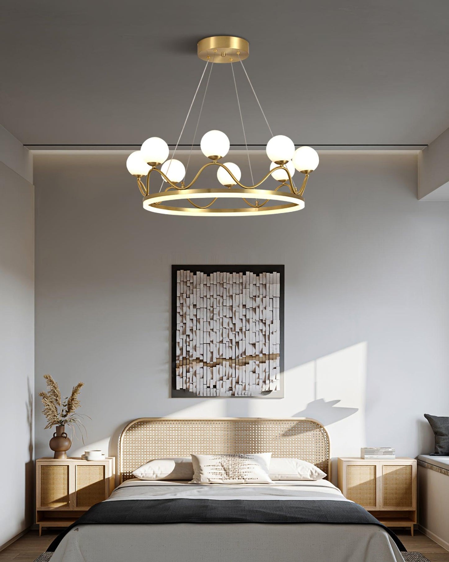 Crown Brass Chandelier with LED Bulb
