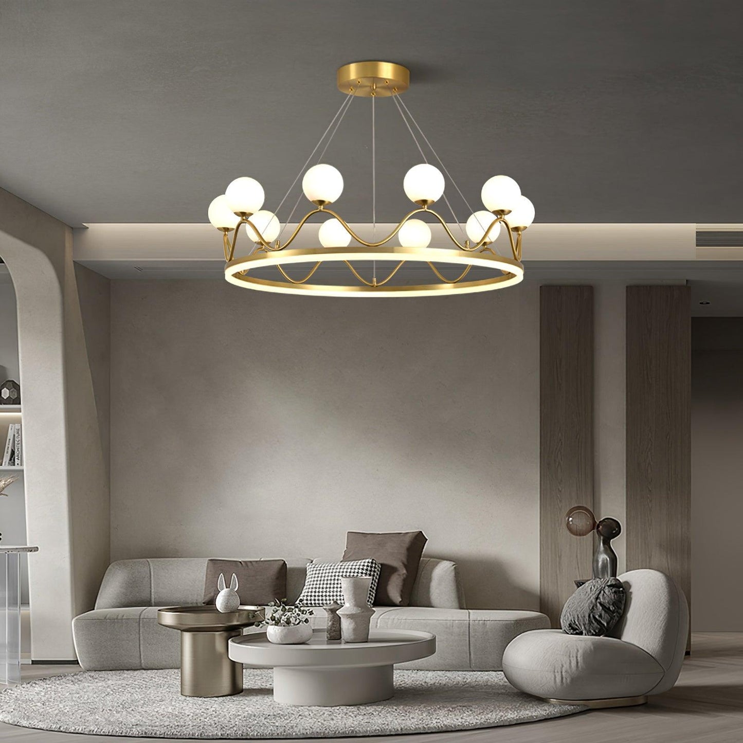 Crown Brass Chandelier with LED Bulb