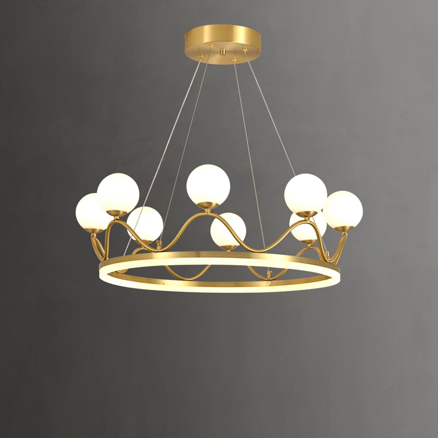 Crown Brass Chandelier with LED Bulb