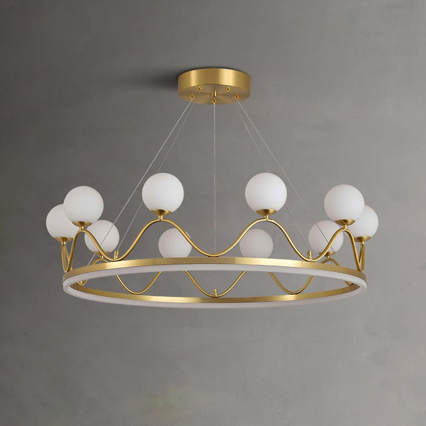 Crown Brass Chandelier with LED Bulb