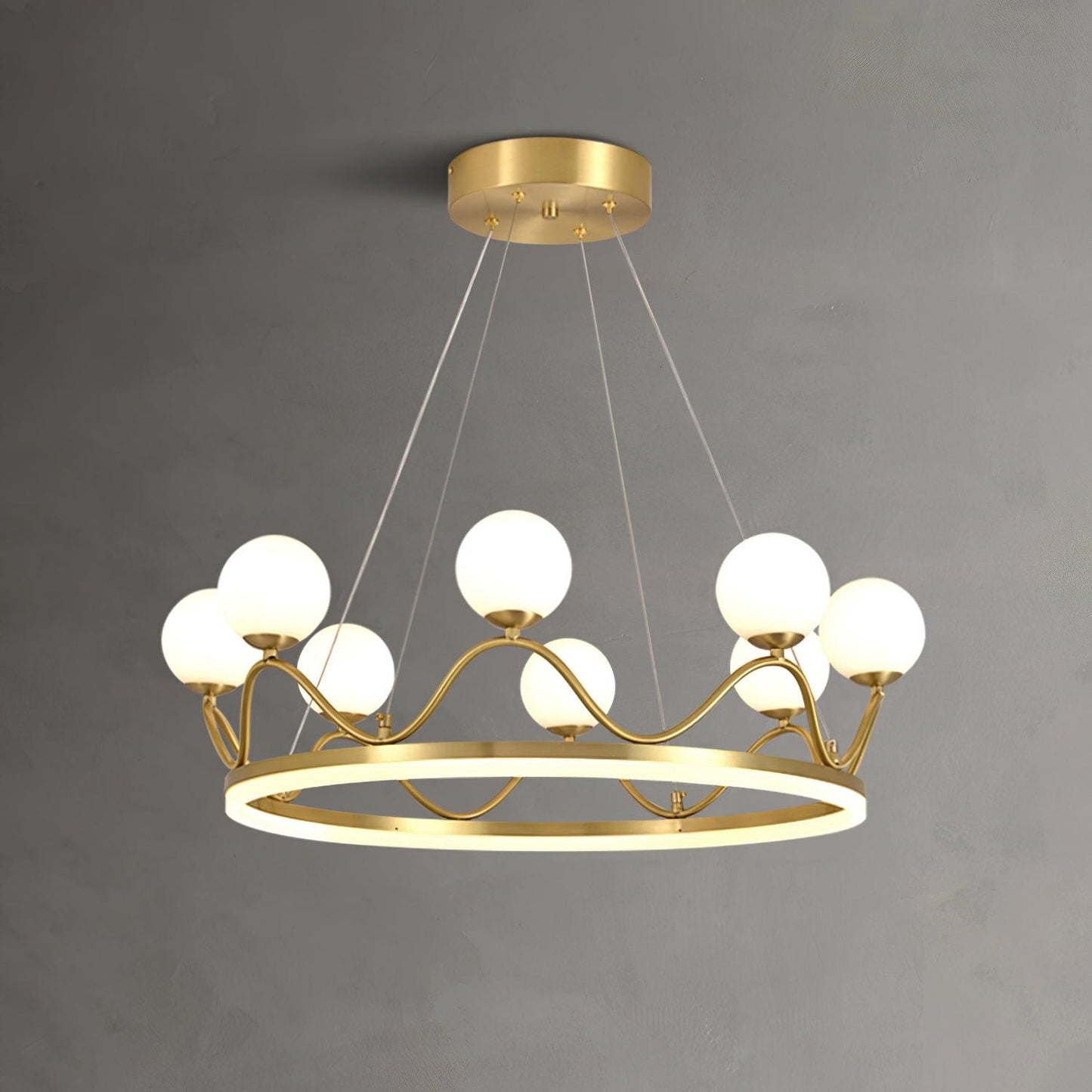 Crown Brass Chandelier with LED Bulb