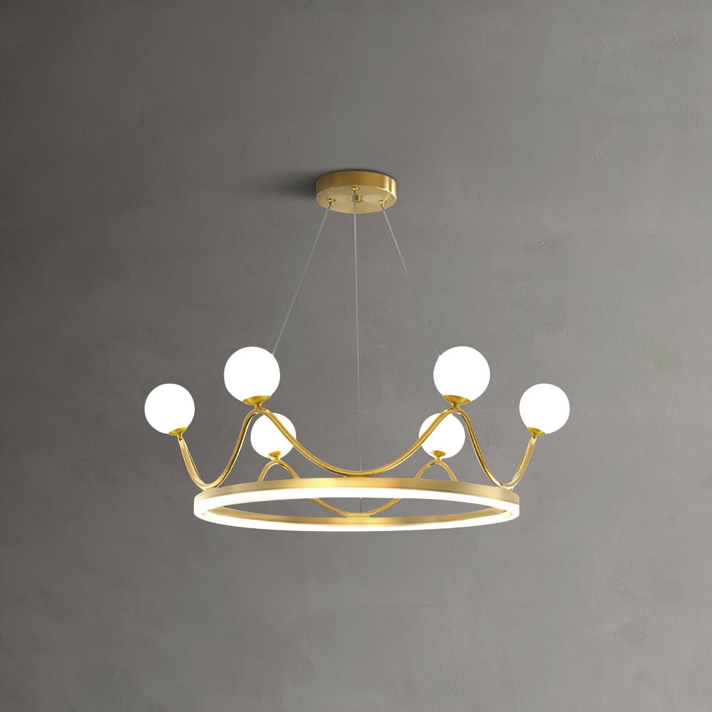 Crown Brass Chandelier with LED Bulb