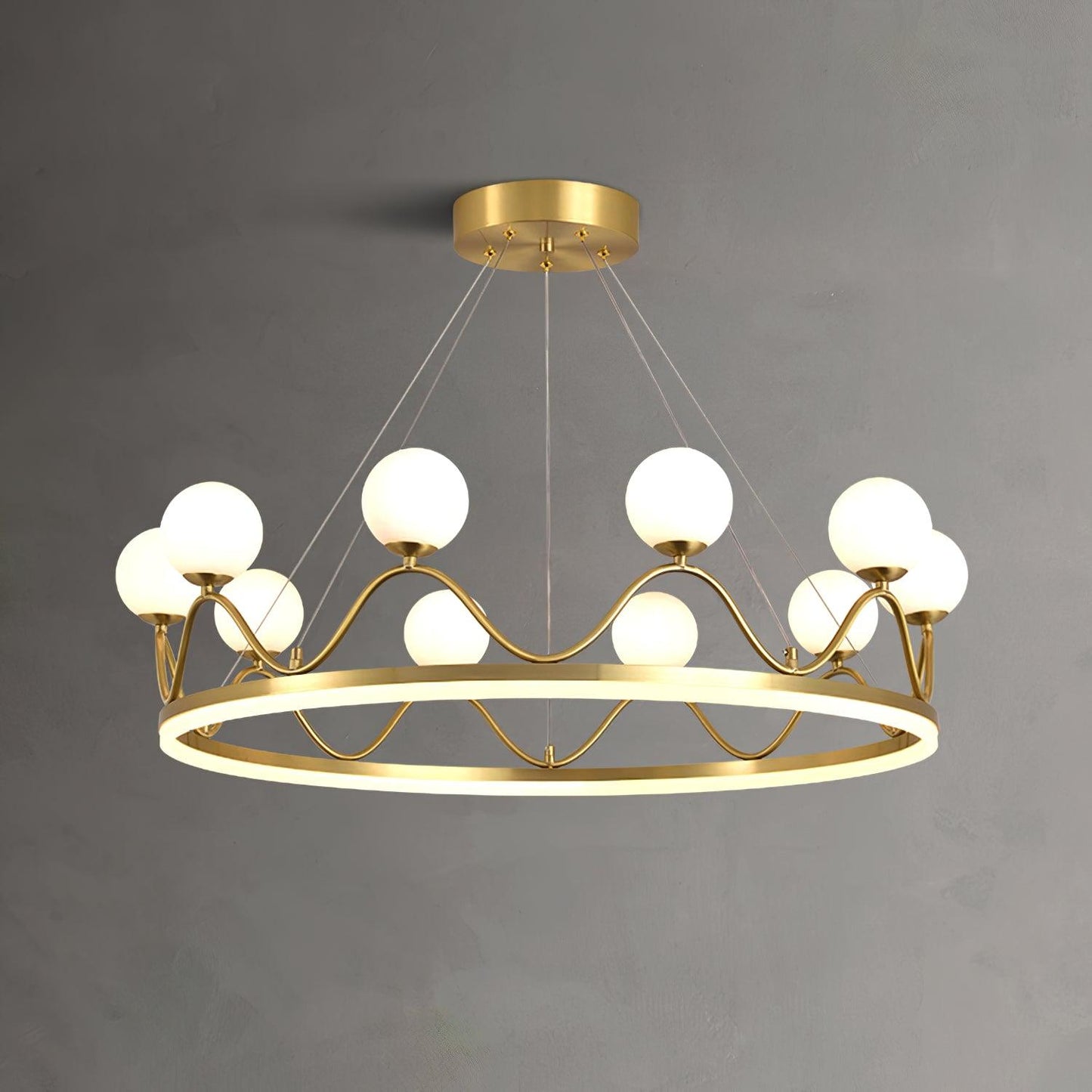 Crown Brass Chandelier with LED Bulb