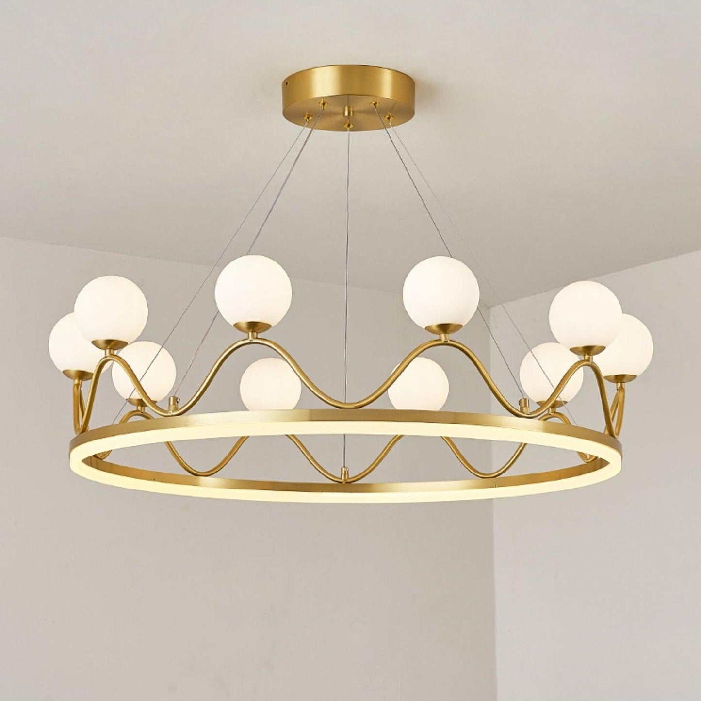 Crown Brass Chandelier with LED Bulb