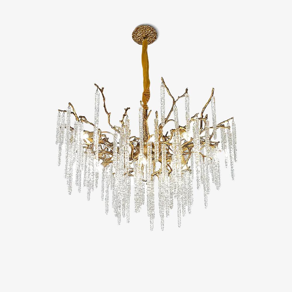 Crystal Icicles Brass Chandelier