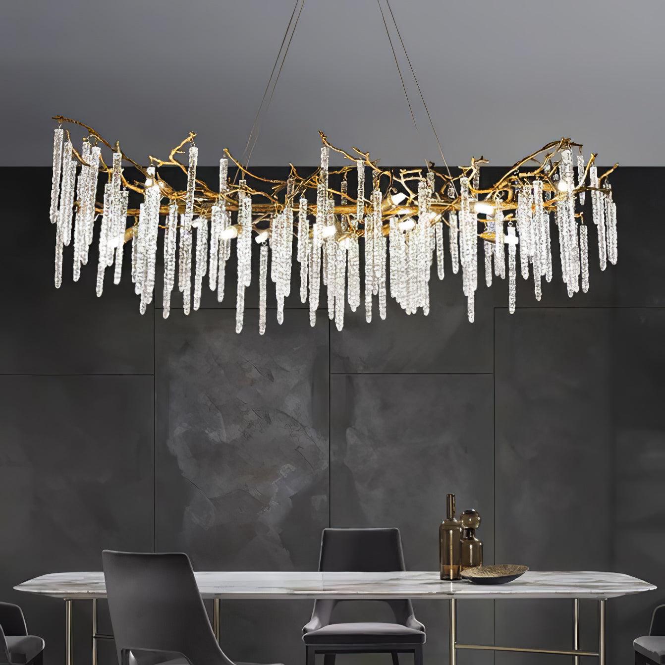 Crystal Icicles Brass Chandelier