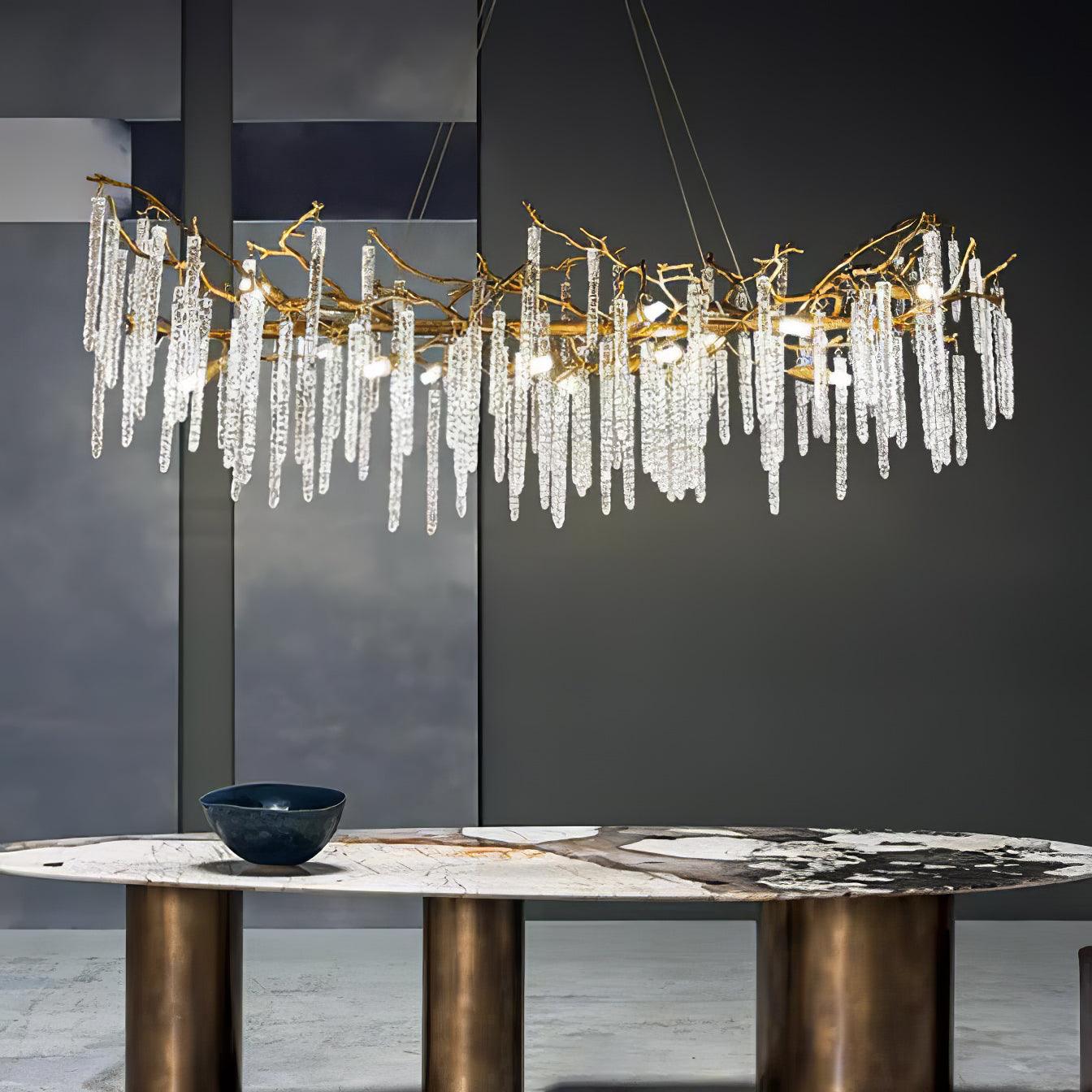 Crystal Icicles Brass Chandelier